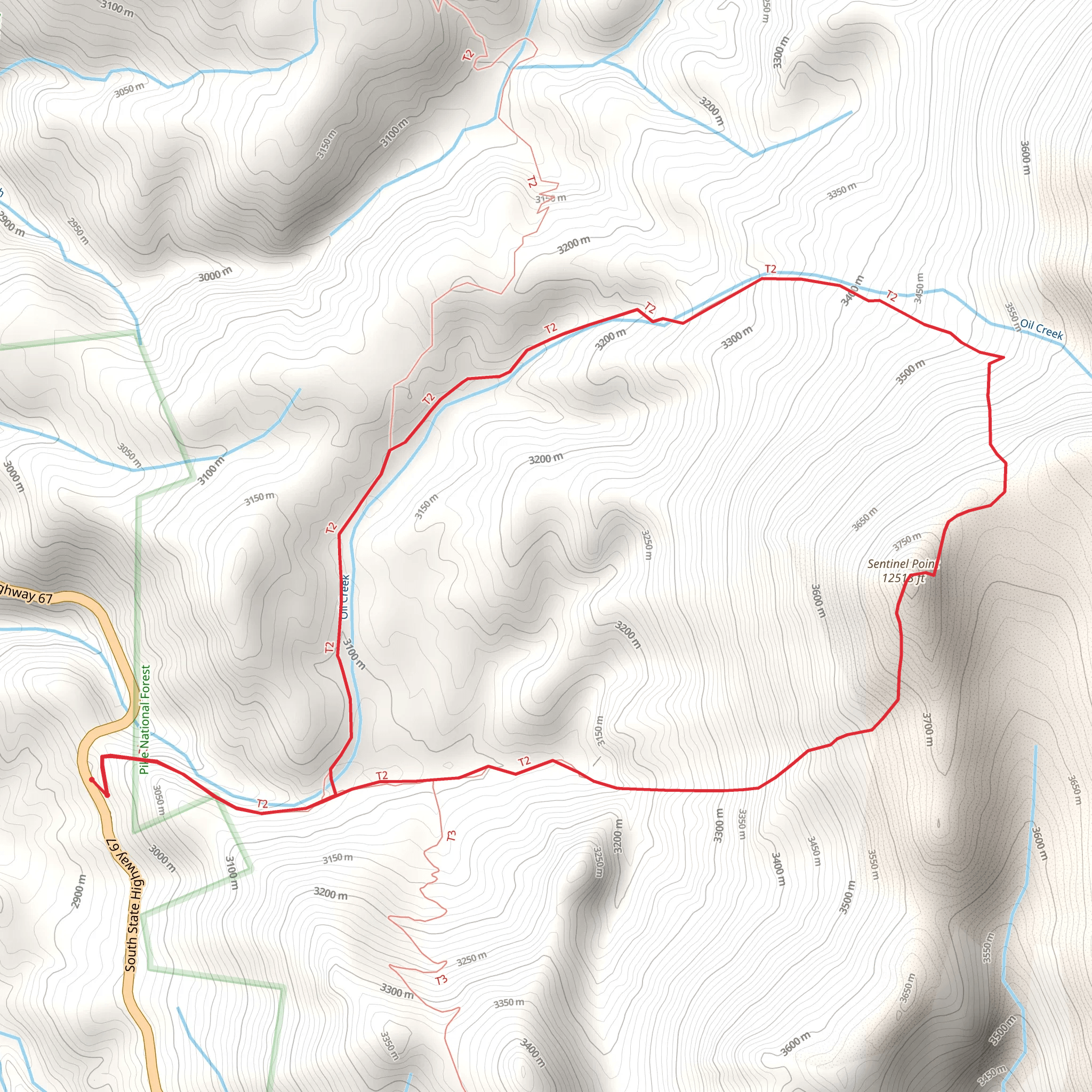 Sentinel Point via Horsetheif Park Trail mobile static map