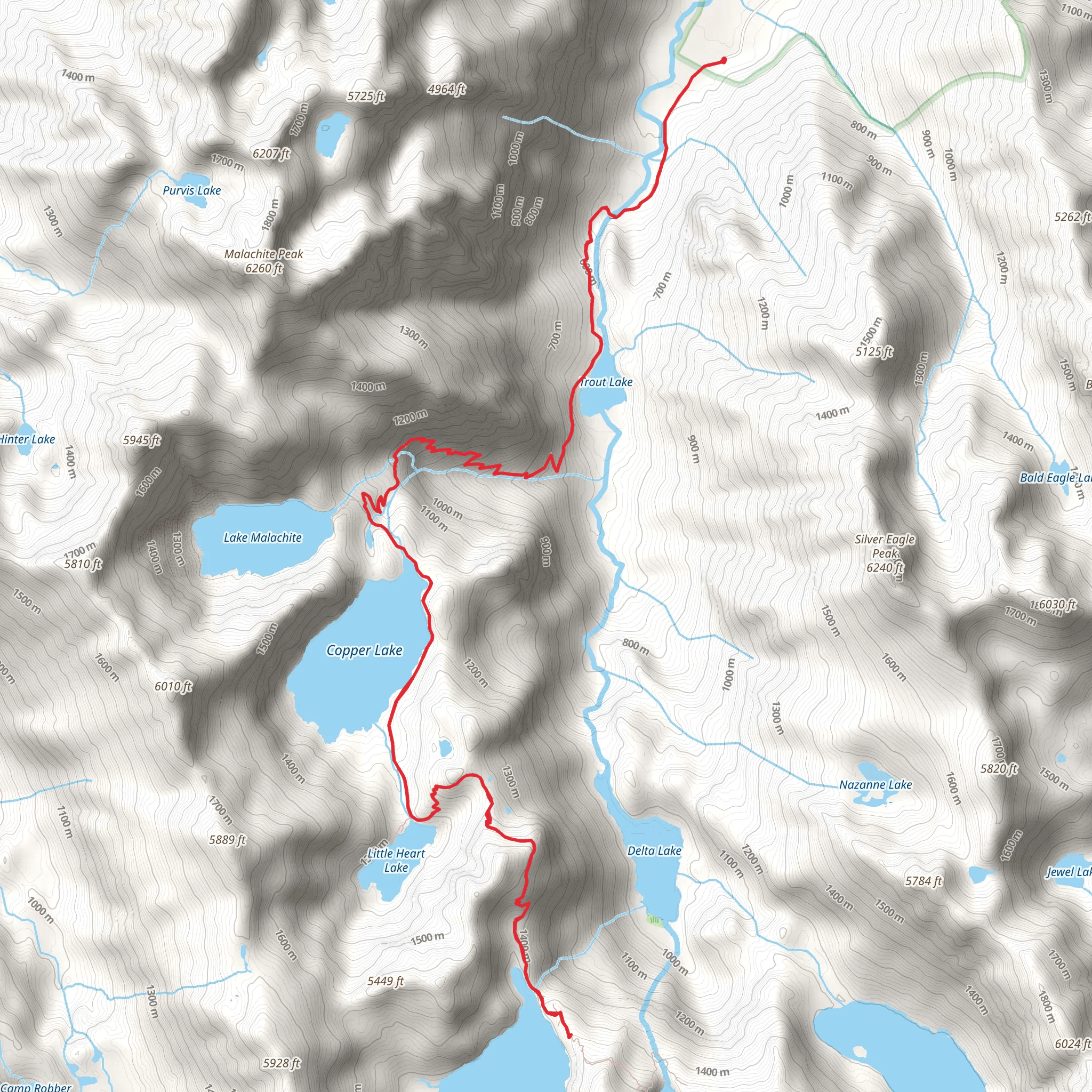 Big Heart Lake via West Fork Foss Lakes Trail mobile static map