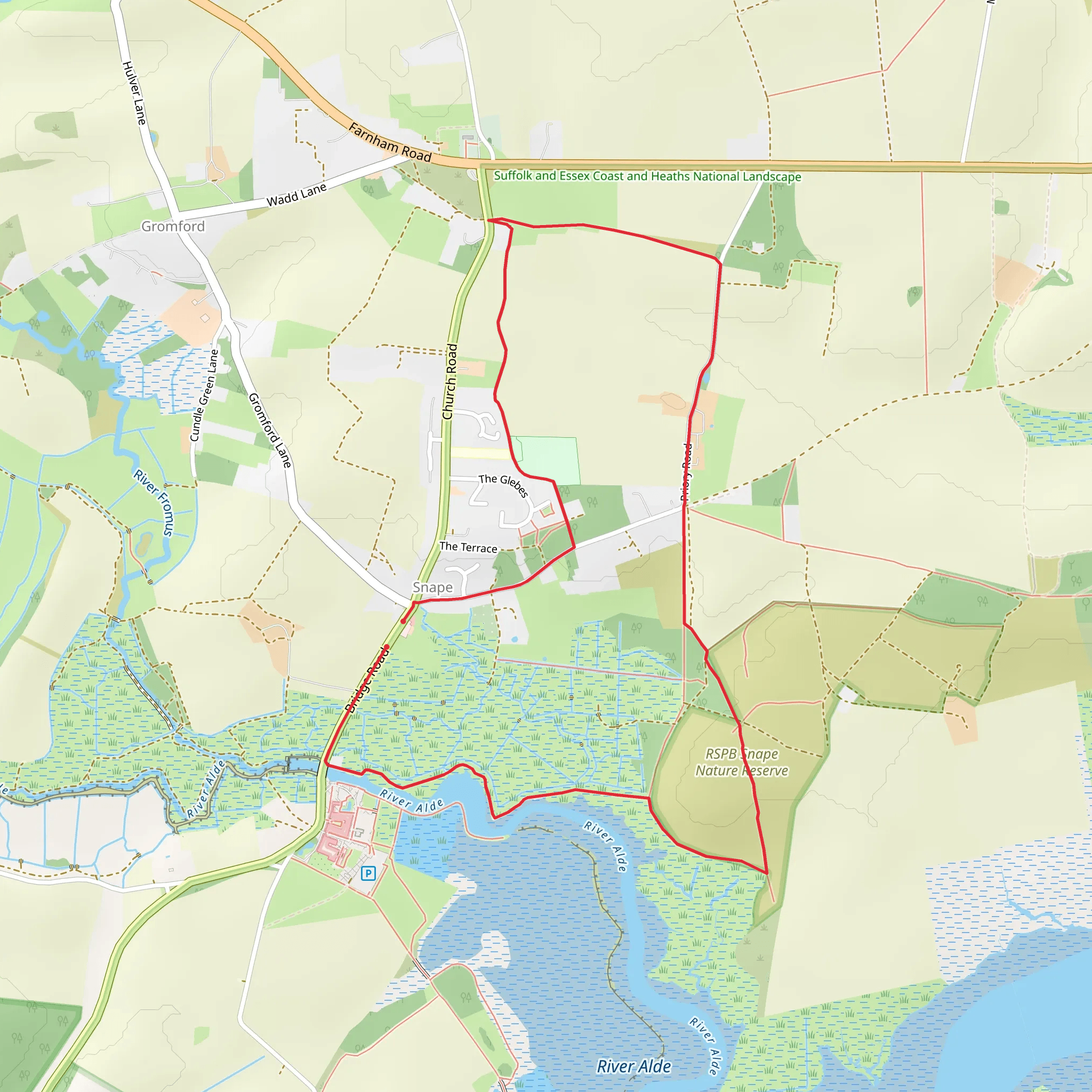RSPB Snape Nature Reserve and River Alde Loop mobile static map