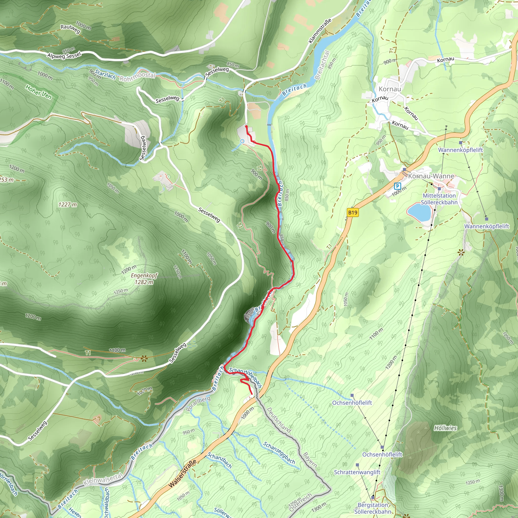 Breitachklamm Kasse 2 and River Breitach Walk mobile static map
