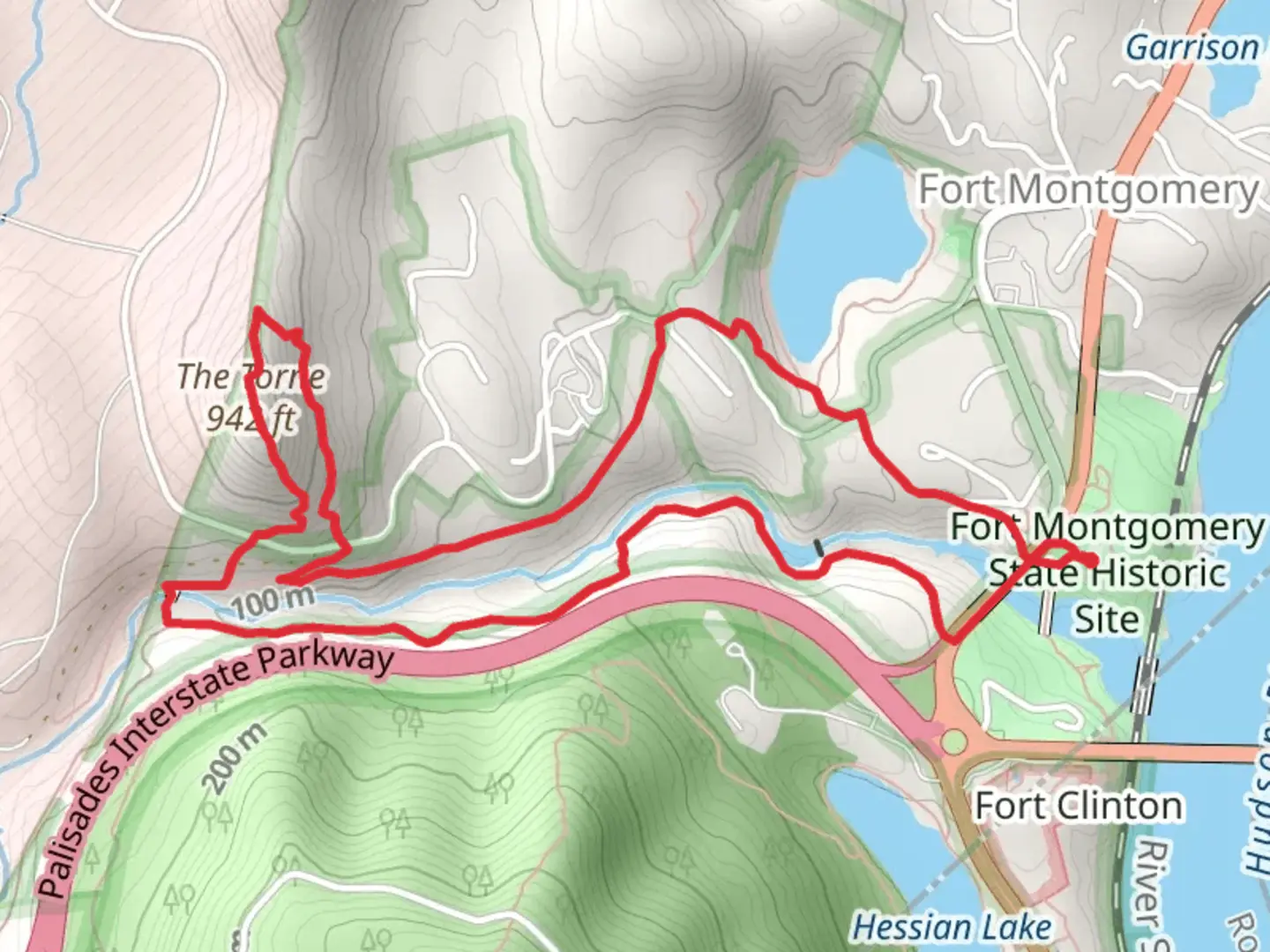 An image depicting the trail Popolopen Creek via 1777 W and 1779 Trail and its surrounding area.