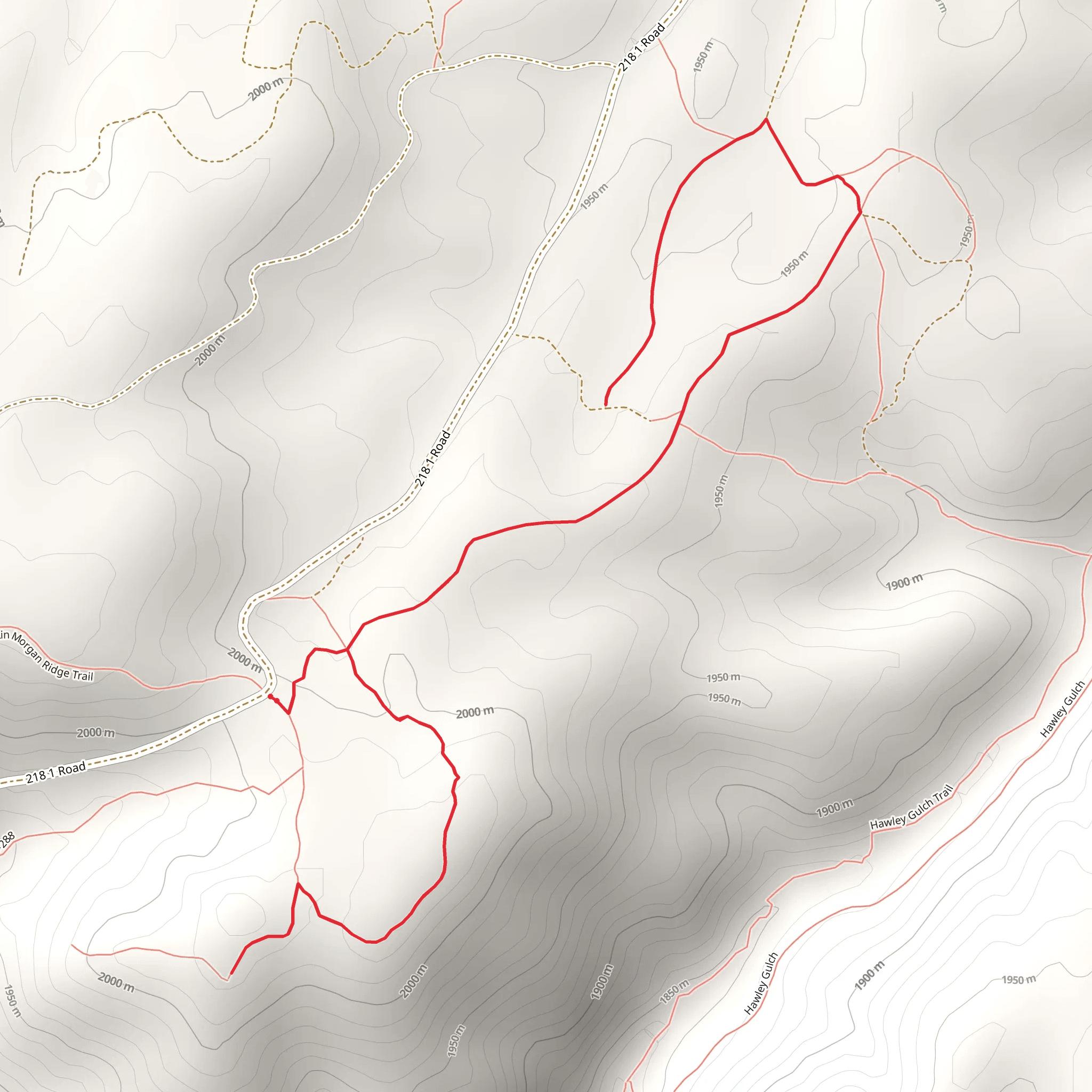 Hawley Gulch Out and Back mobile static map