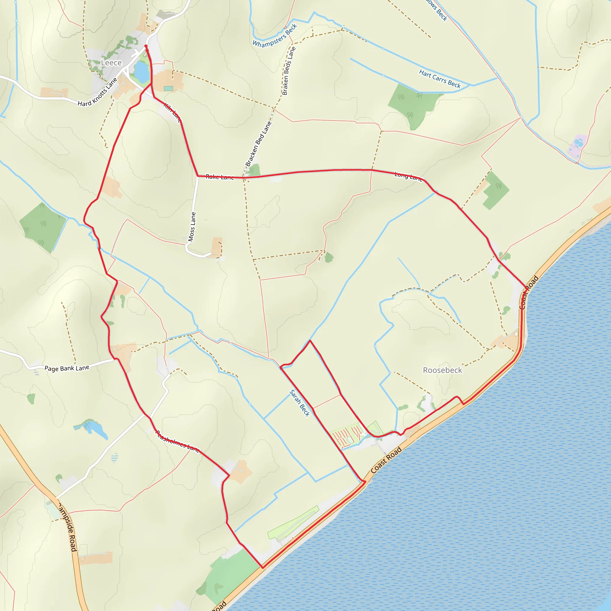 Leece and Roosebeck Circular Walk mobile static map