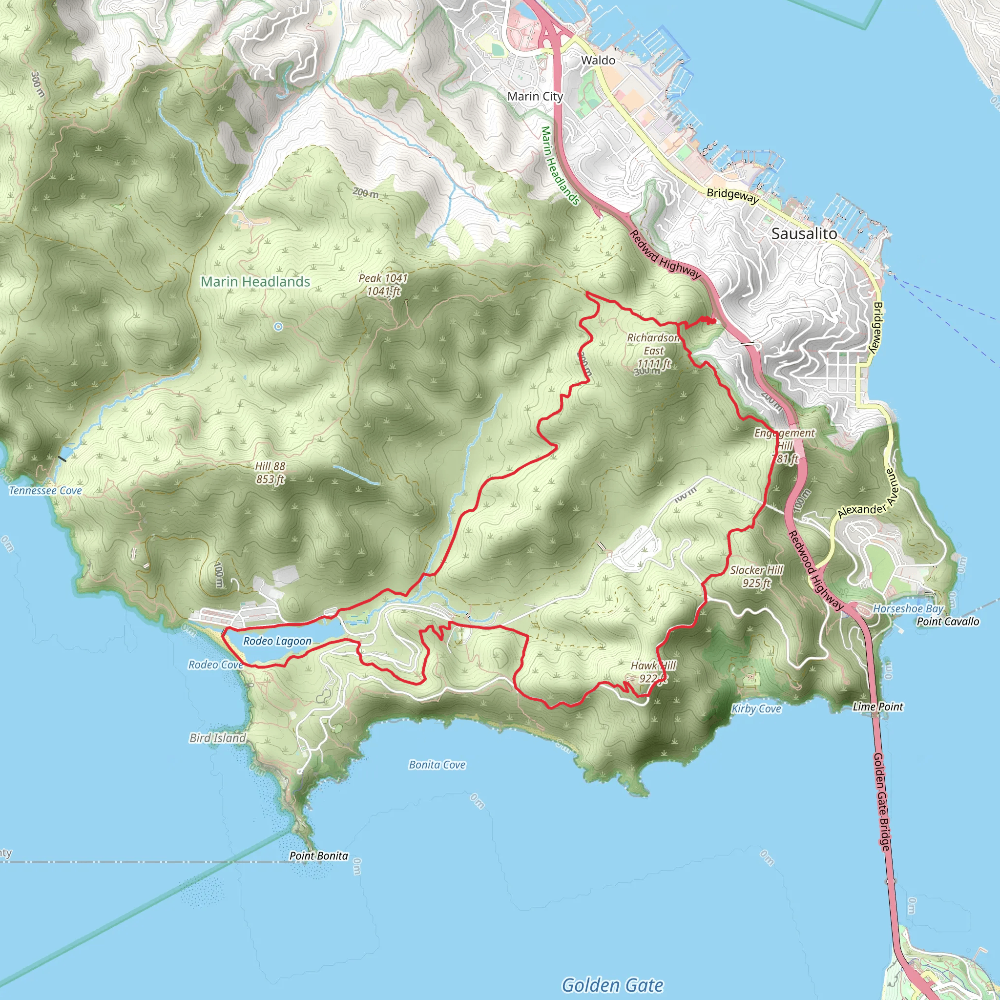 Bobcat, Rodeo Lagoon and Coastal Loop Trail mobile static map