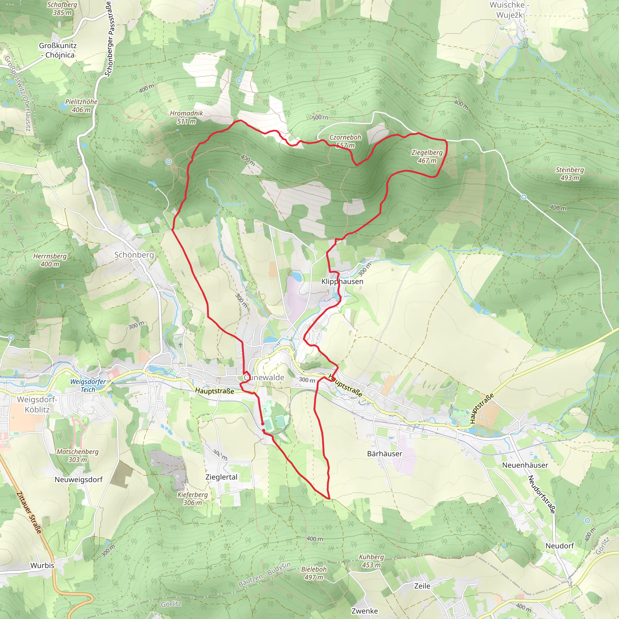 Rundwanderweg Cunewalde and Koboldsteig mobile static map