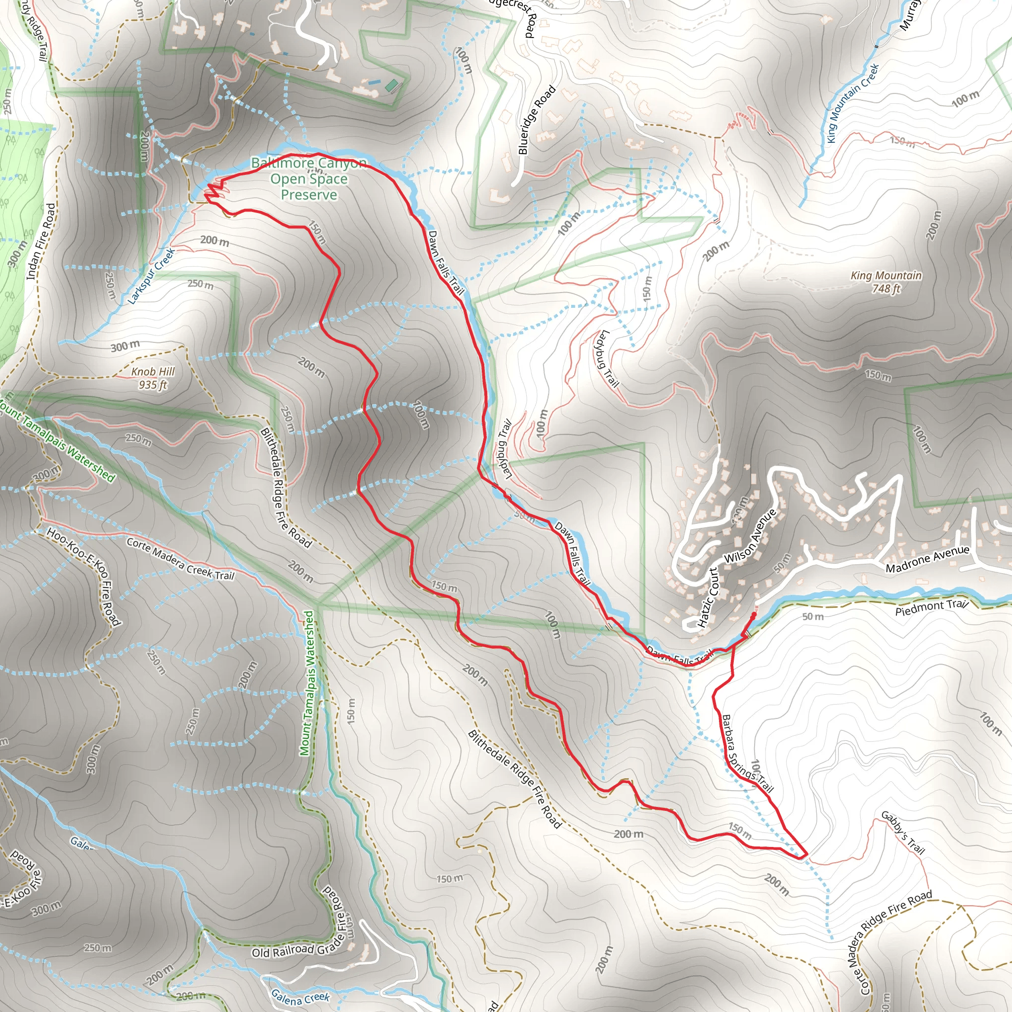 Dawn Falls and Barbara Springs Loop Trail mobile static map