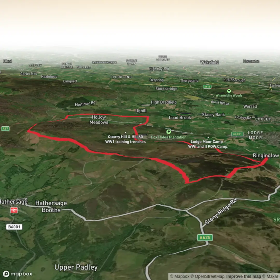 An image depicting the trail Hike from South Yorkshire via White Stones and High Neb and its surrounding area.