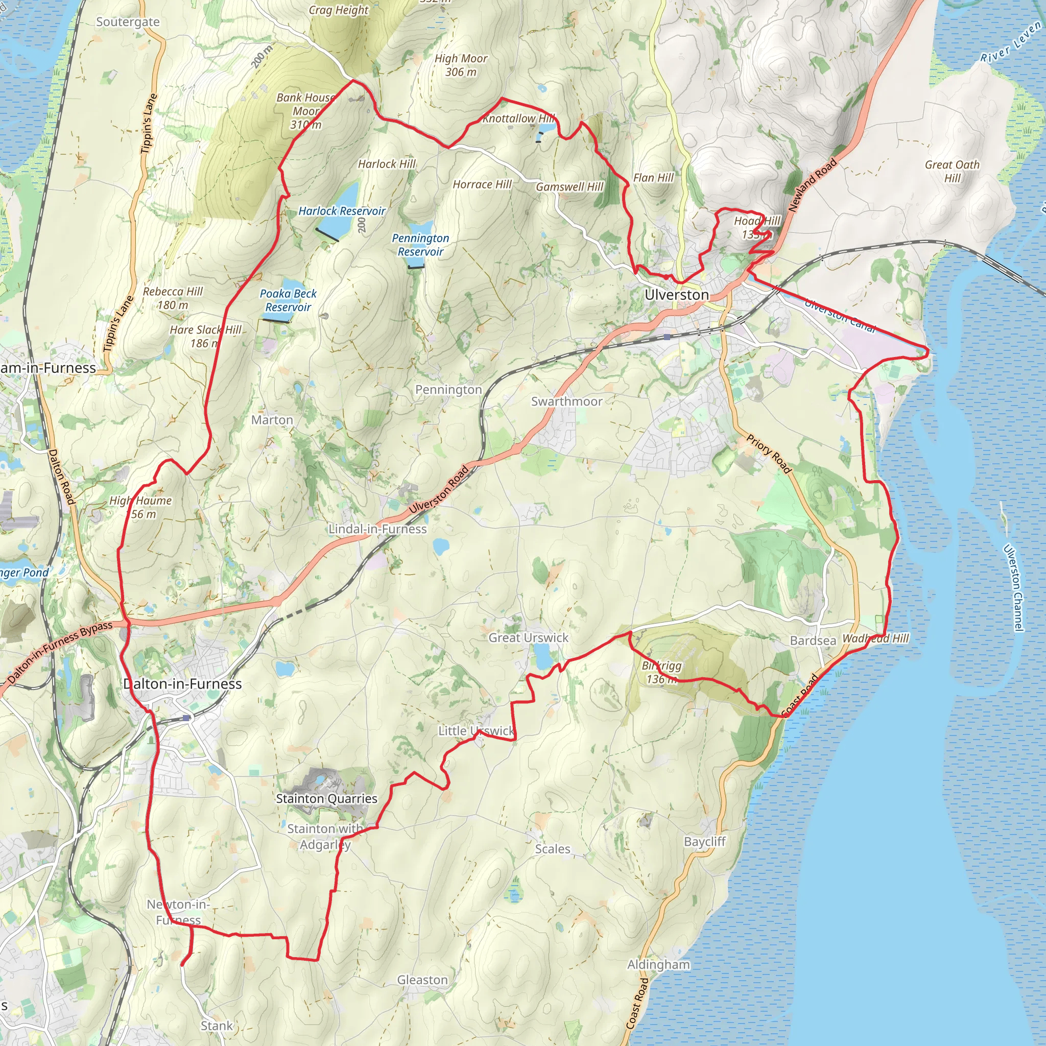Five Trigs Walk from Ulverston mobile static map