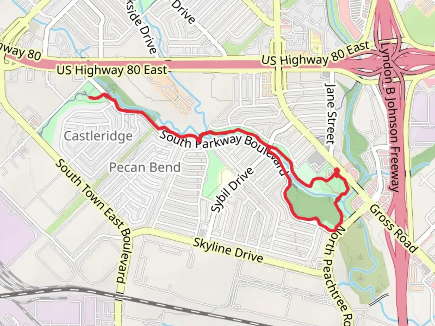 An image depicting the trail Debusk Park and Westover Greenbelt Extension Trail and its surrounding area.