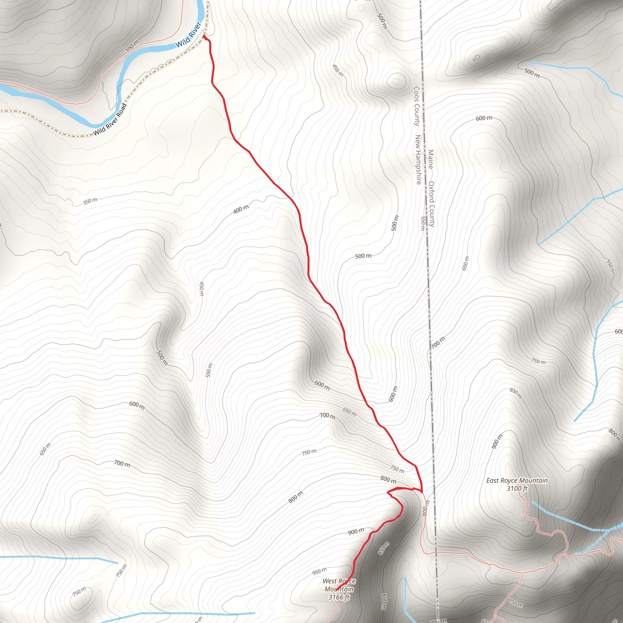 West Royce Mountain via Burnt Mill Brook Trail mobile static map