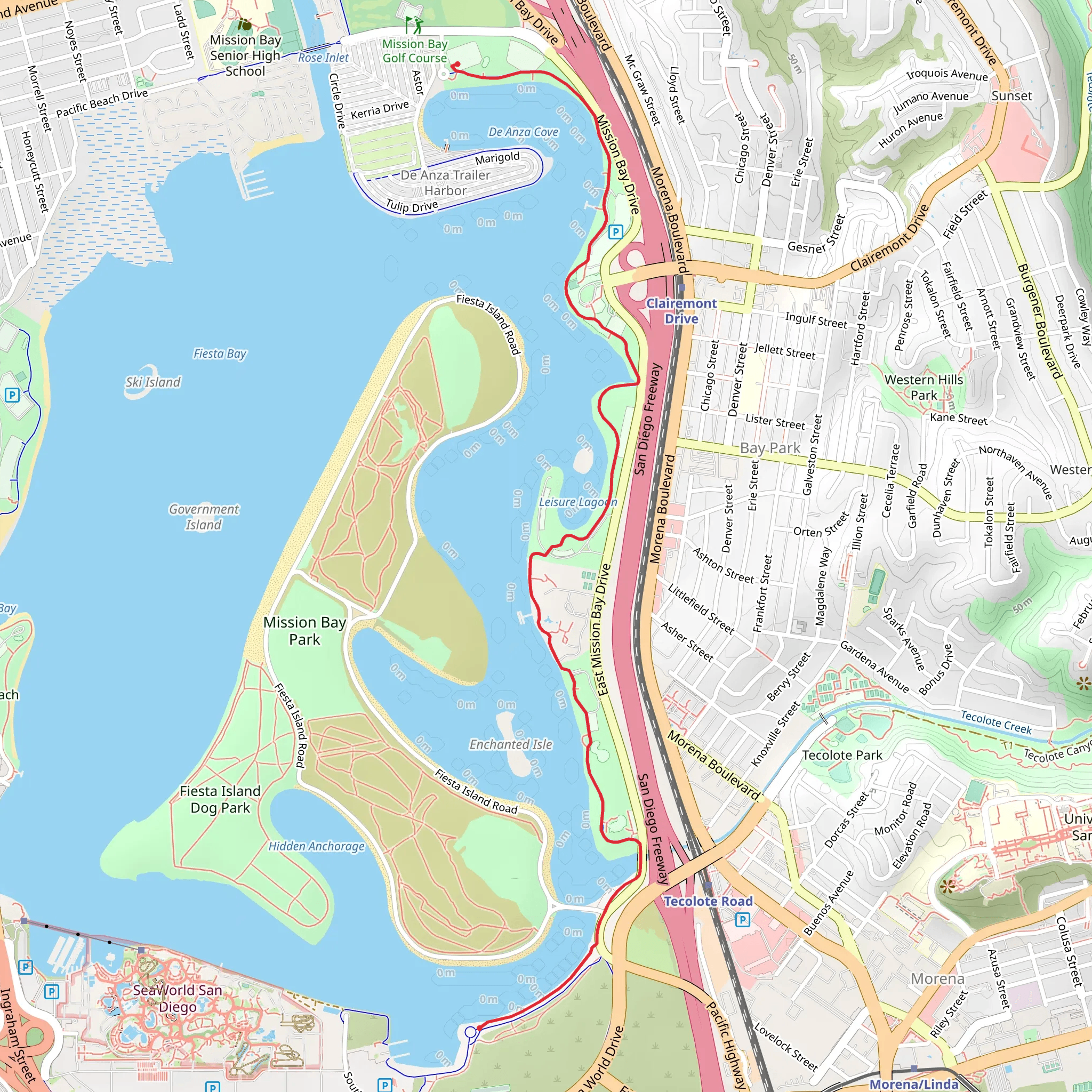 Mission Bay Golf Course to Mission Bay Model Aircraft Airport mobile static map
