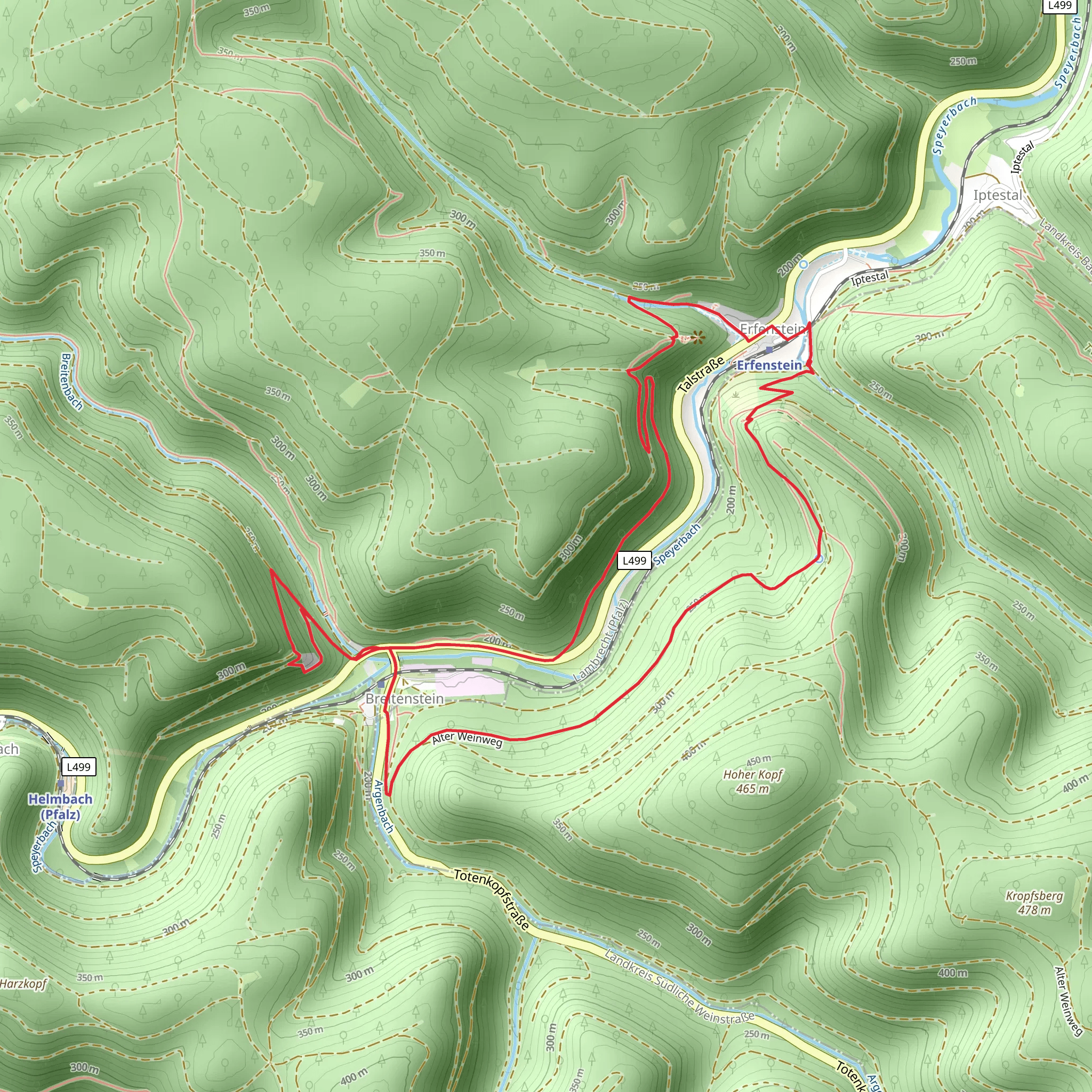 Breitenstein Castle via Pfaelzer Huettensteig mobile static map