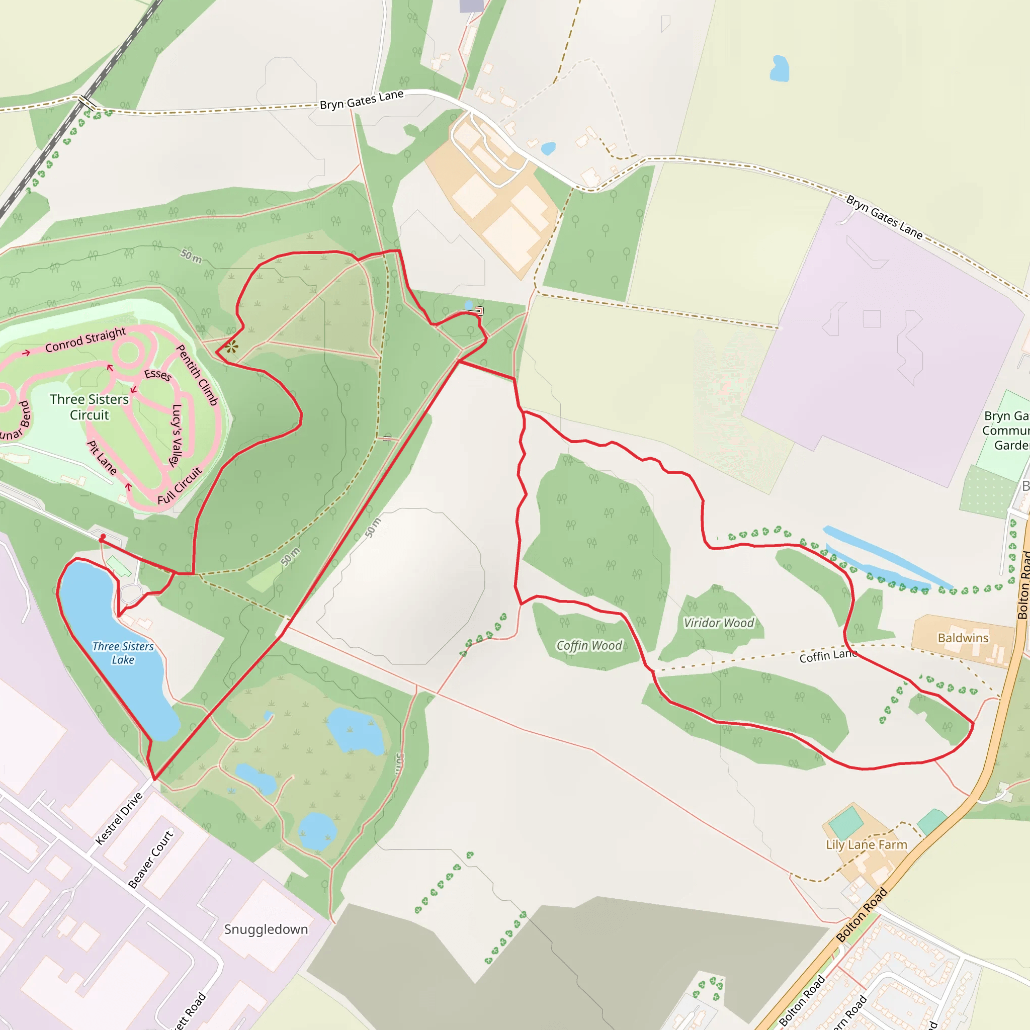 Three Sisters Lake, Coffin Wood and Old Dipping Pond Loop mobile static map