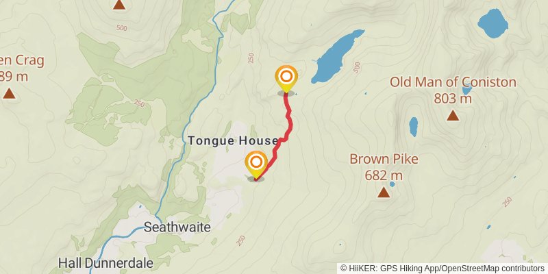 Dow Crag and Brim Fell Loop via Seathwaite Tarn alt 1 Map