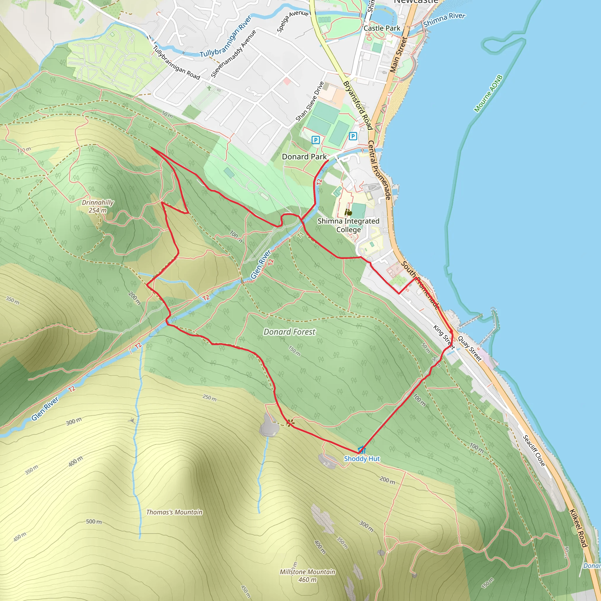 Granite Trail - Donard Loop and Bogie Line mobile static map