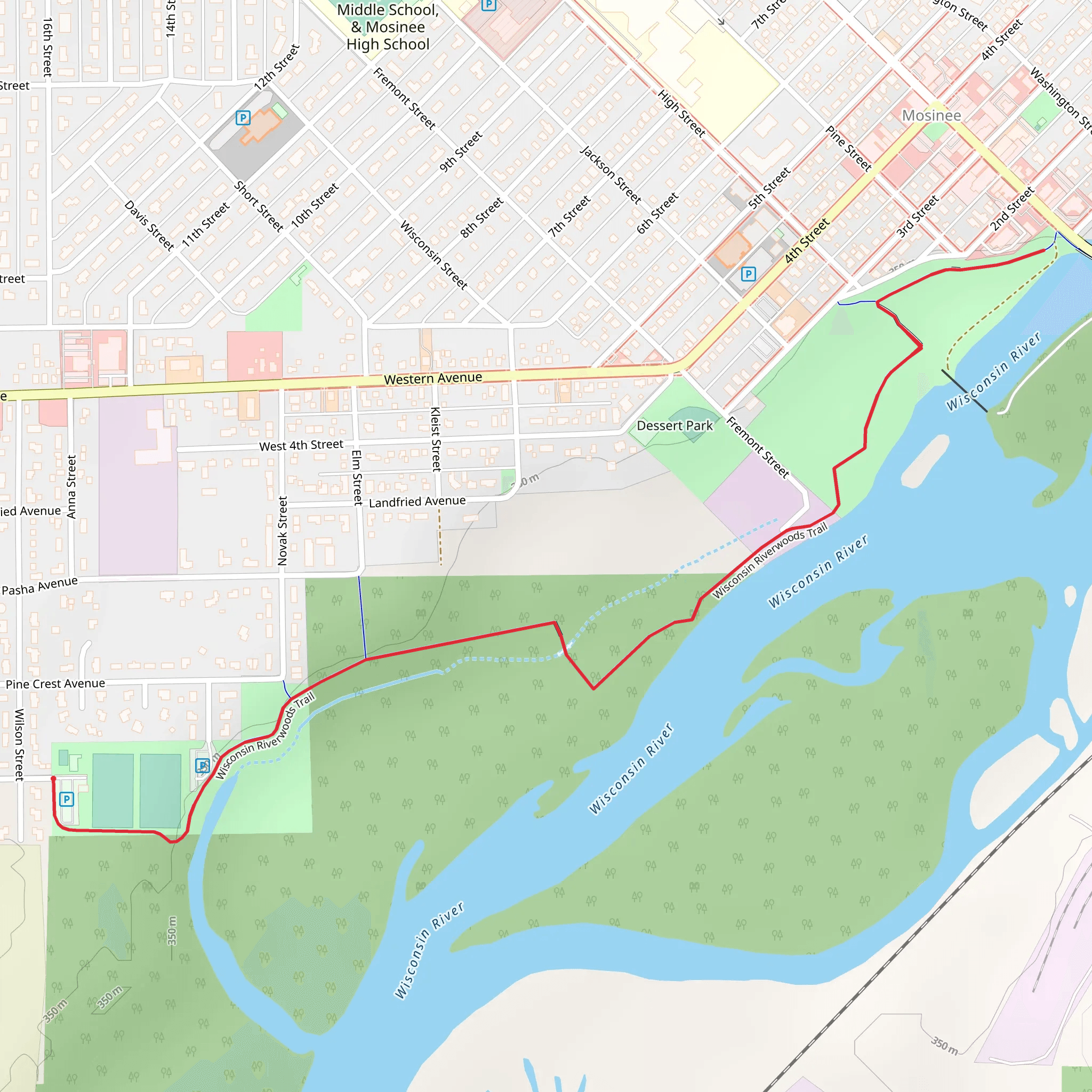 Wisconsin Riverwoods Trail - Edgewood Drive mobile static map