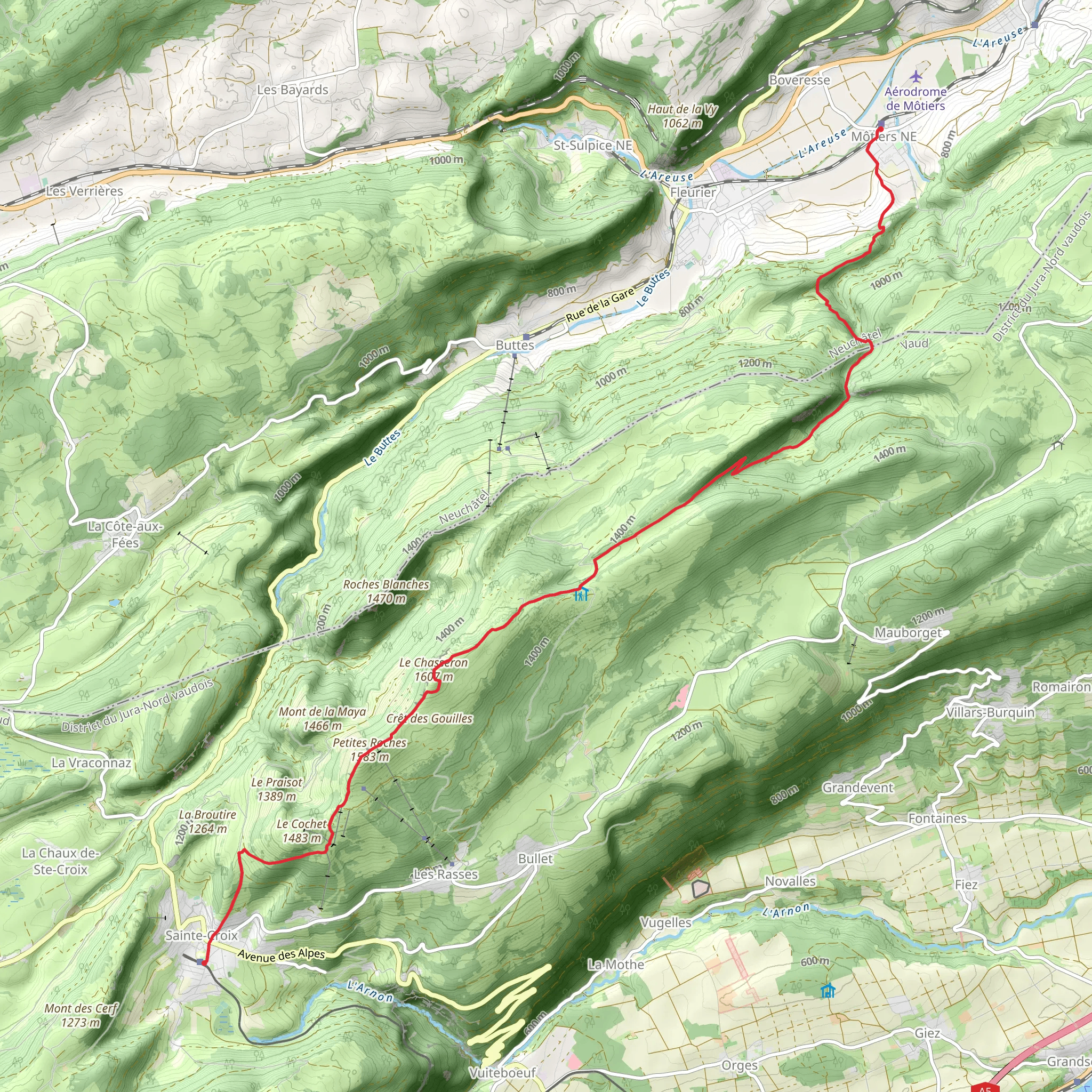 Western Swiss Plateau Trail mobile static map