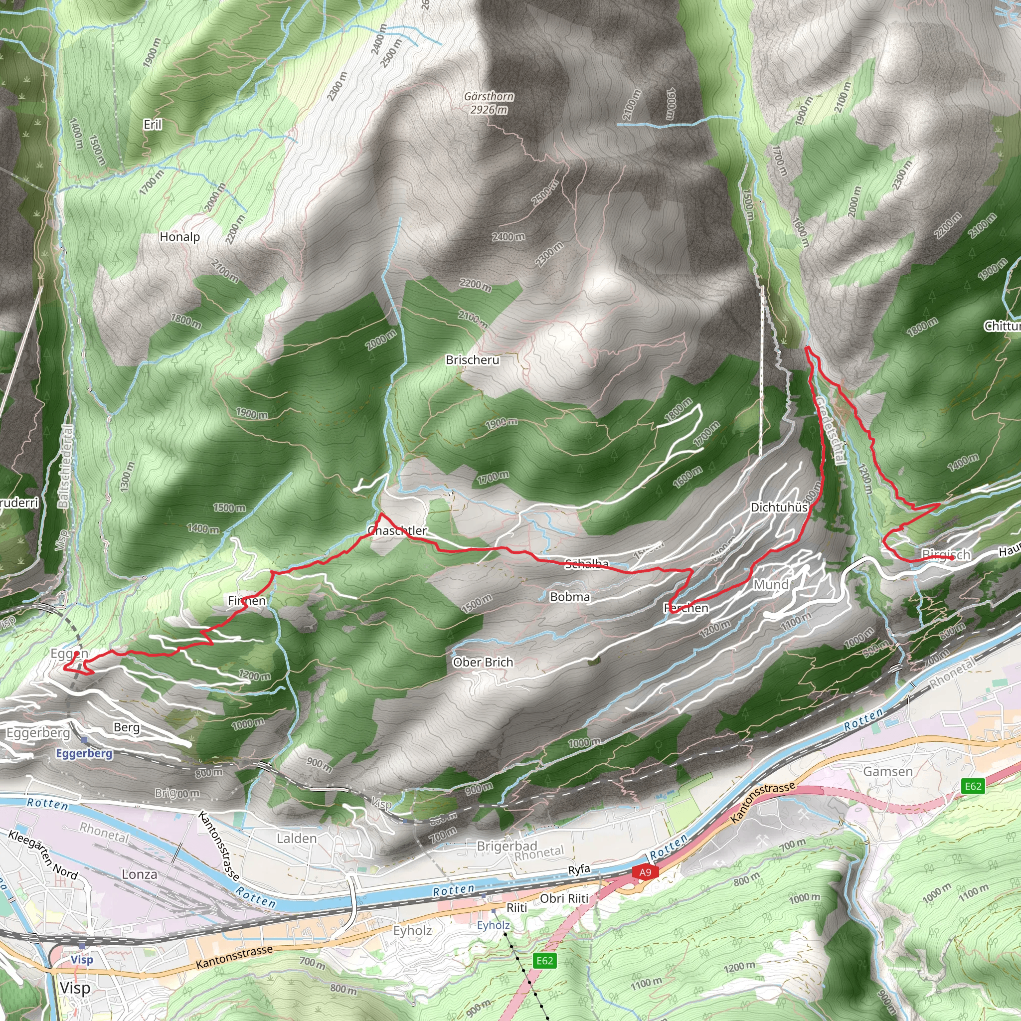 Walliser Steppen - und Föhrenweg mobile static map