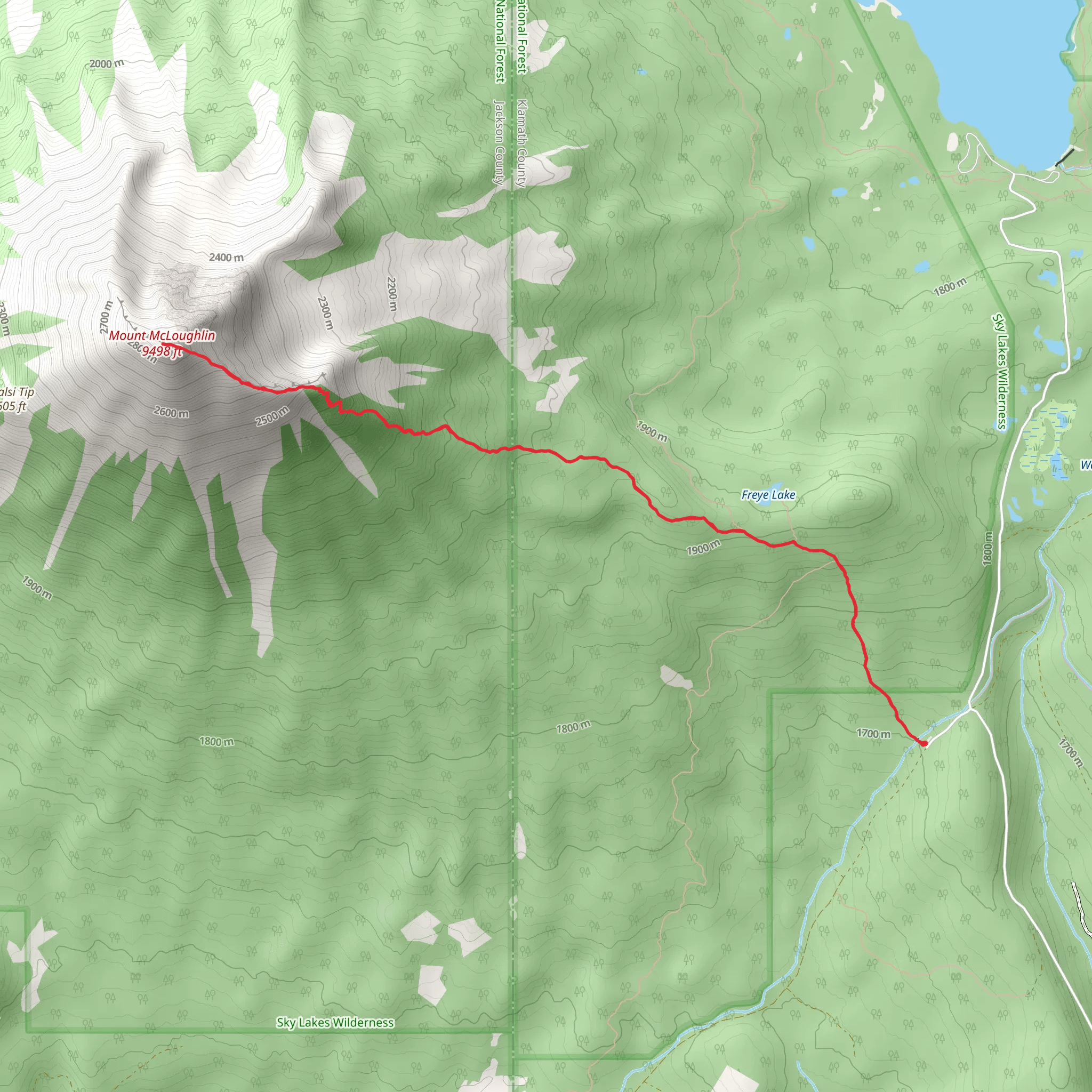 Mount McLoughlin Trail mobile static map