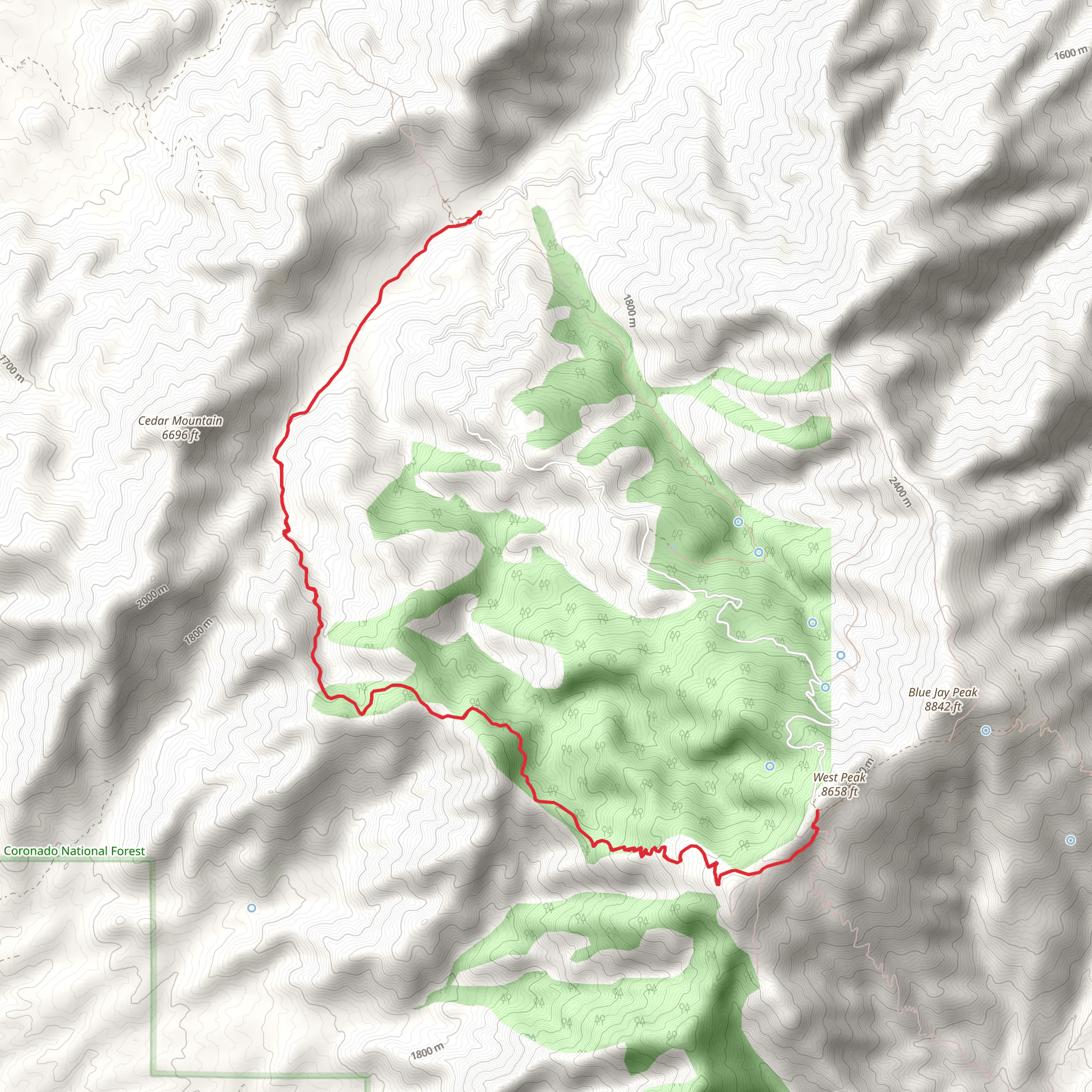 John’s Canyon Trail mobile static map