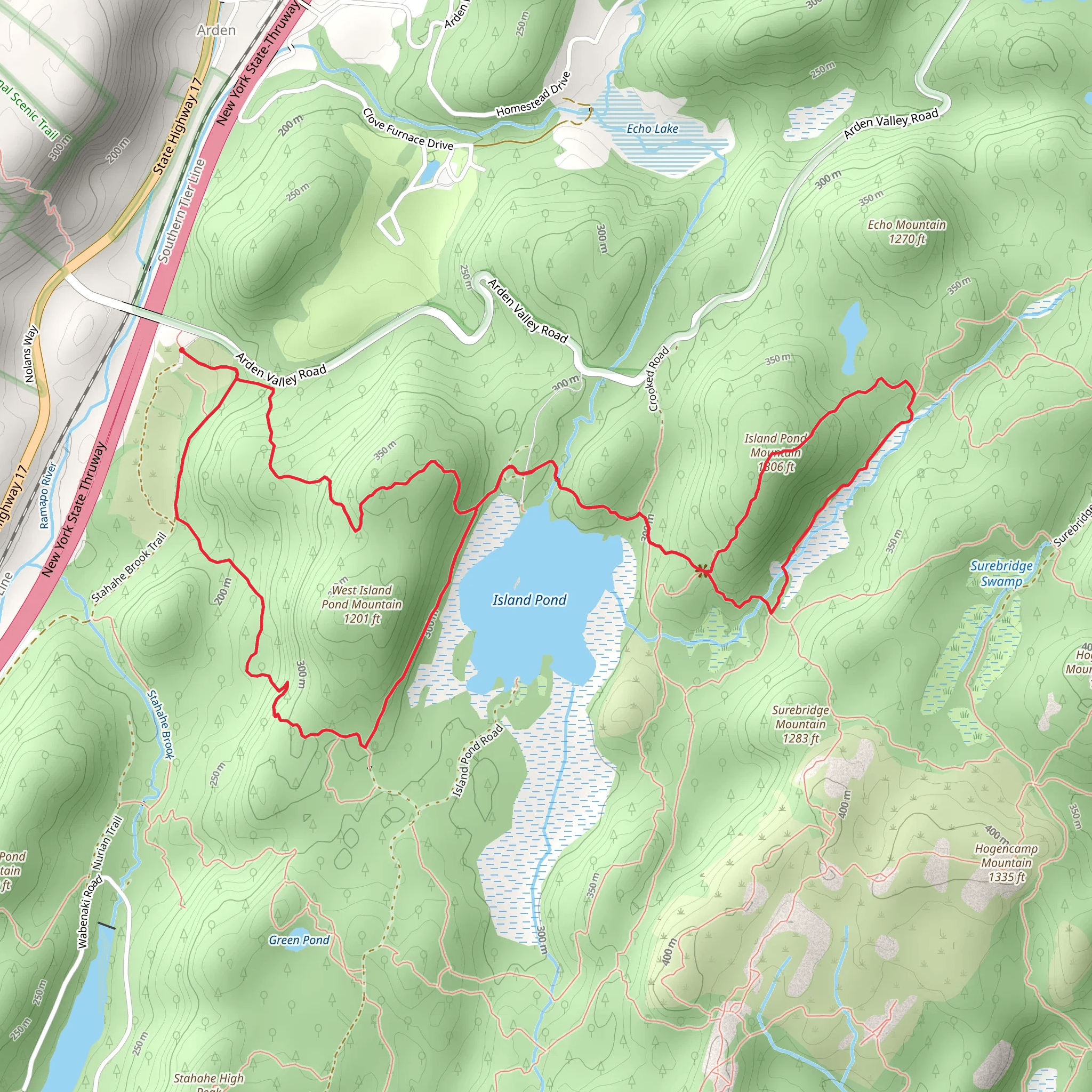 Island Pond and Island Pond Mountain Loop via Appalachian Trail mobile static map