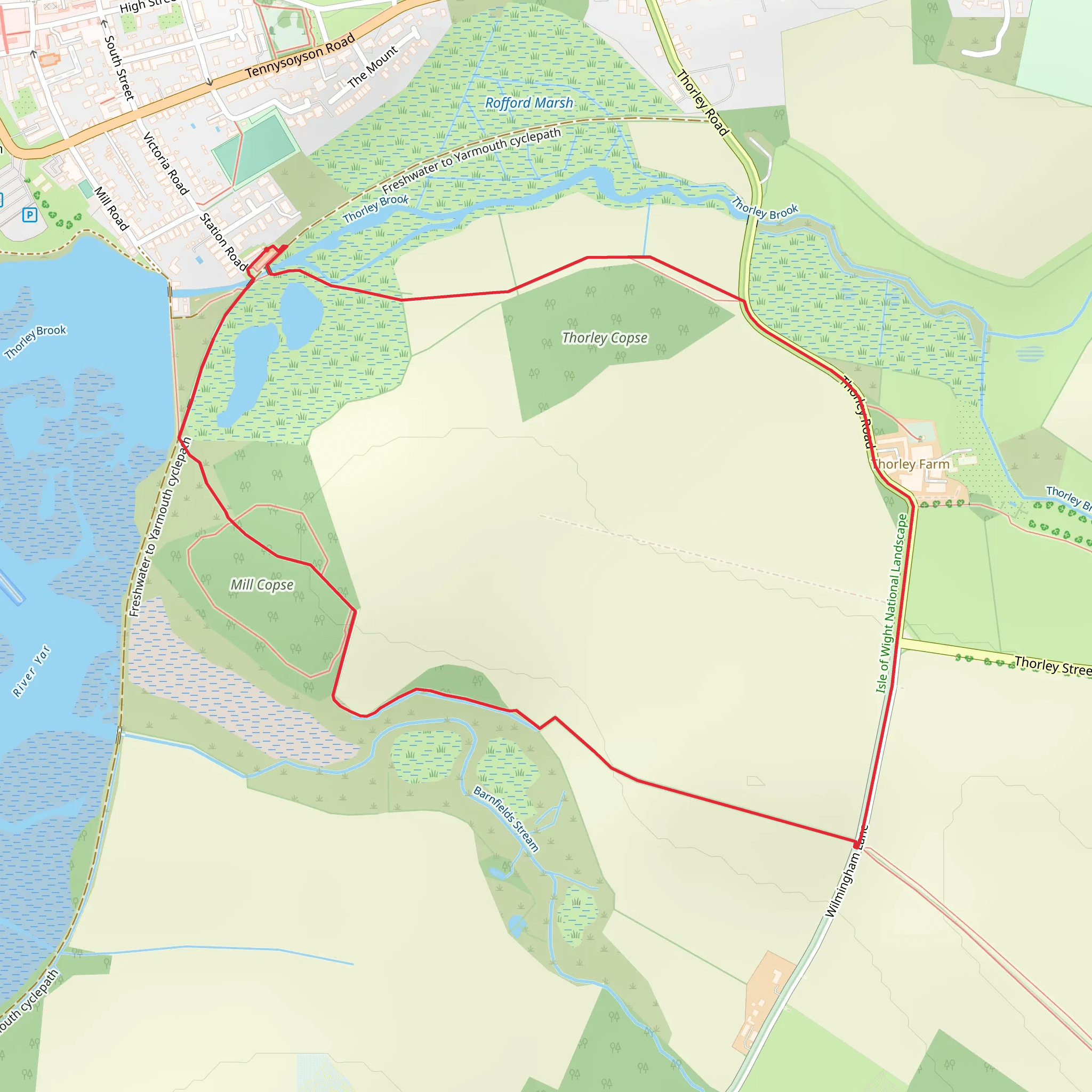 Mill and Thorley Copse Loop mobile static map