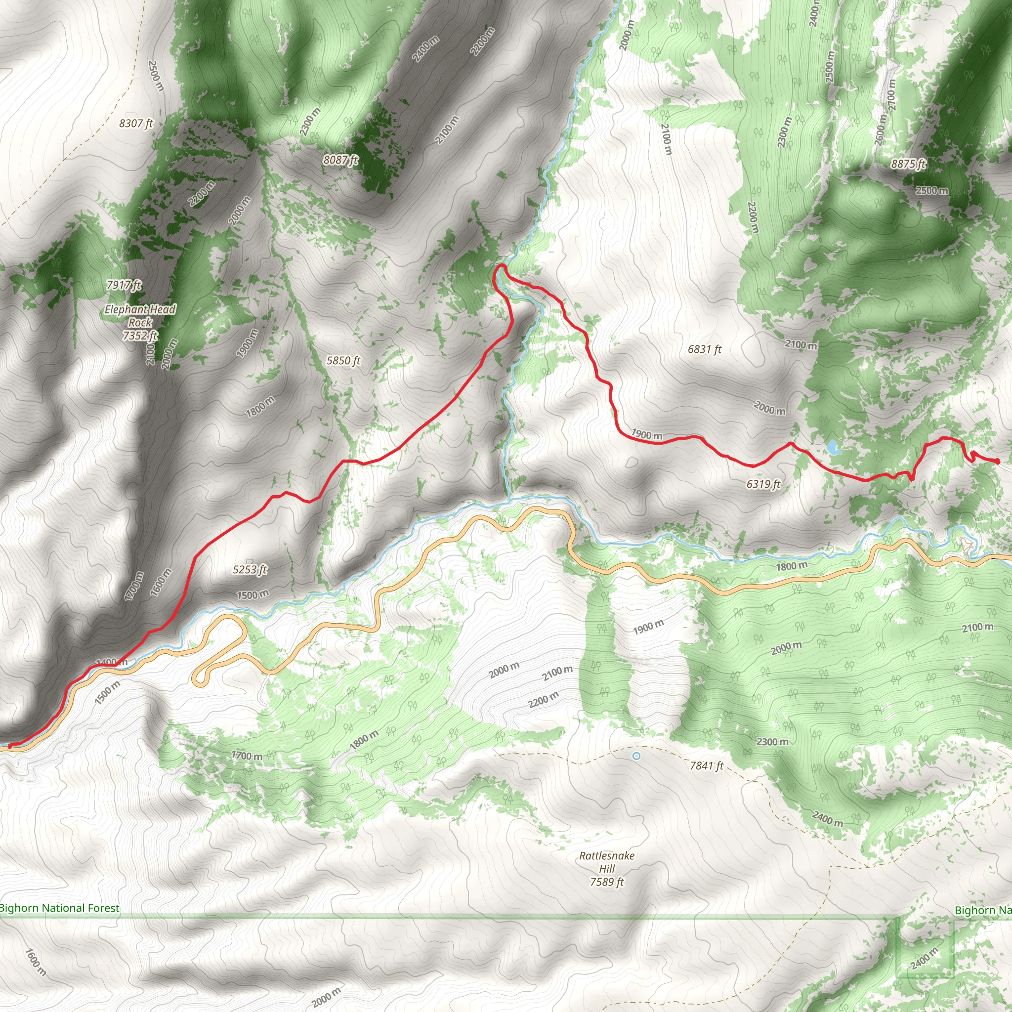 Beef and Shell Creek Walk mobile static map