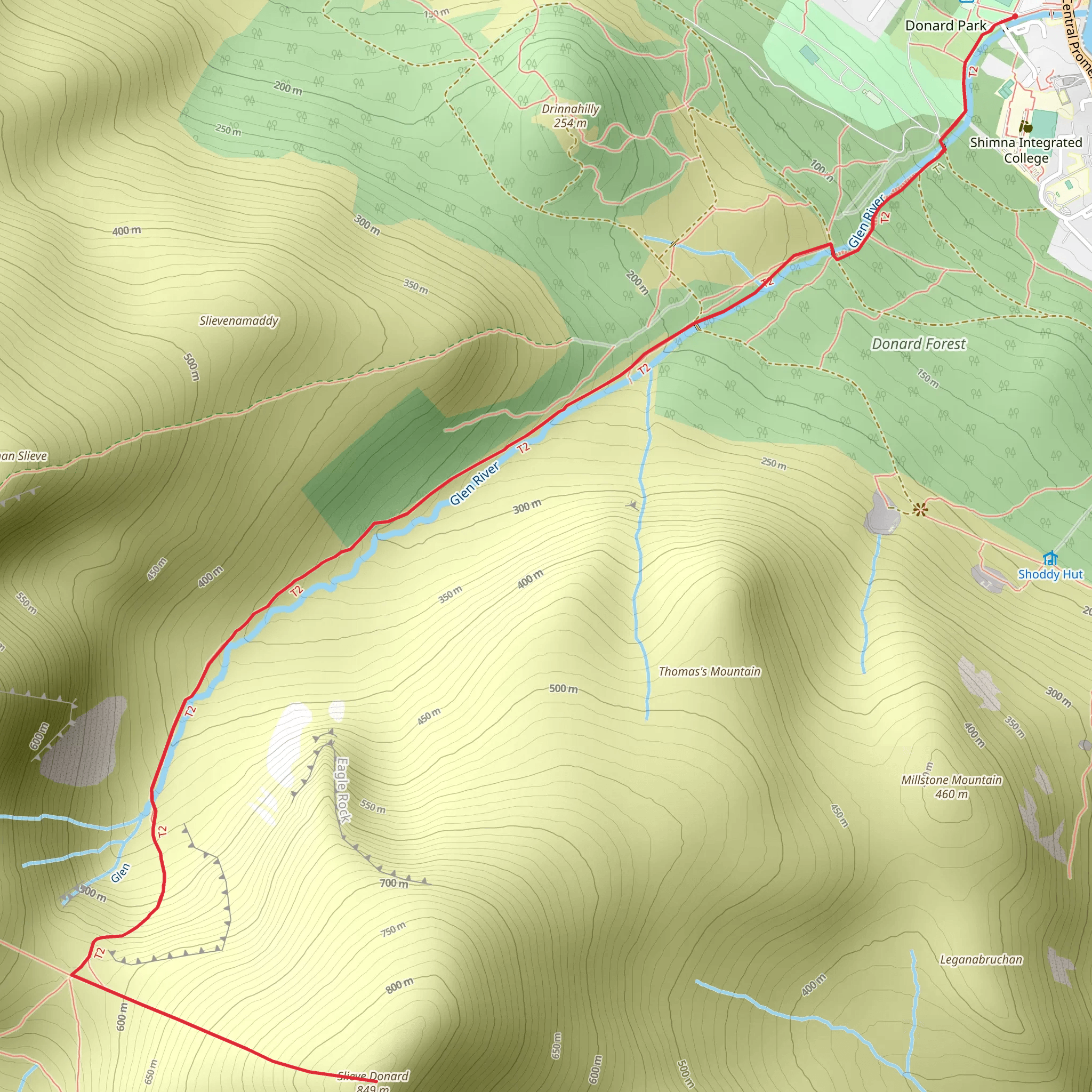 Slieve Donard via Glen River mobile static map