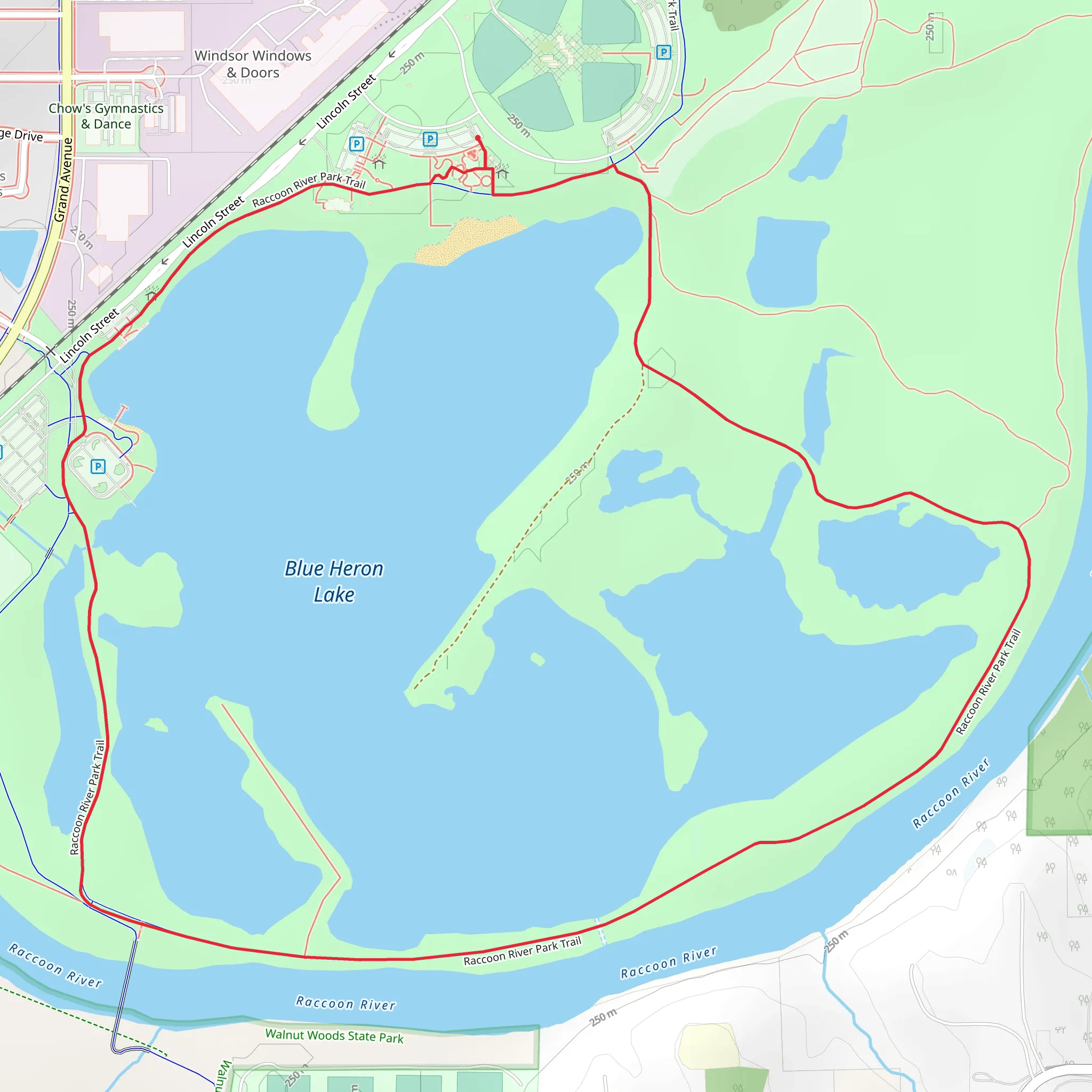 Raccoon River Park Loop Trail mobile static map