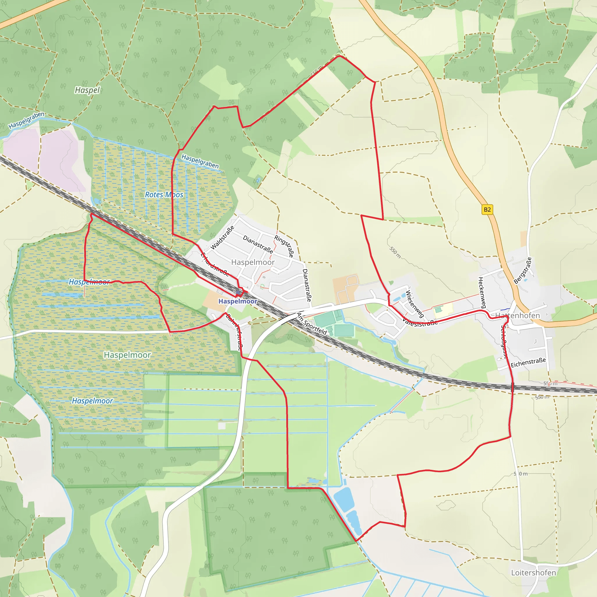 Haspelmoor and Hattenhofen Loop mobile static map