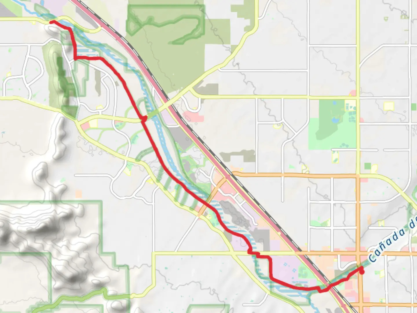 An image depicting the trail Walk along Santa Cruz River via Cañada del Oro and its surrounding area.