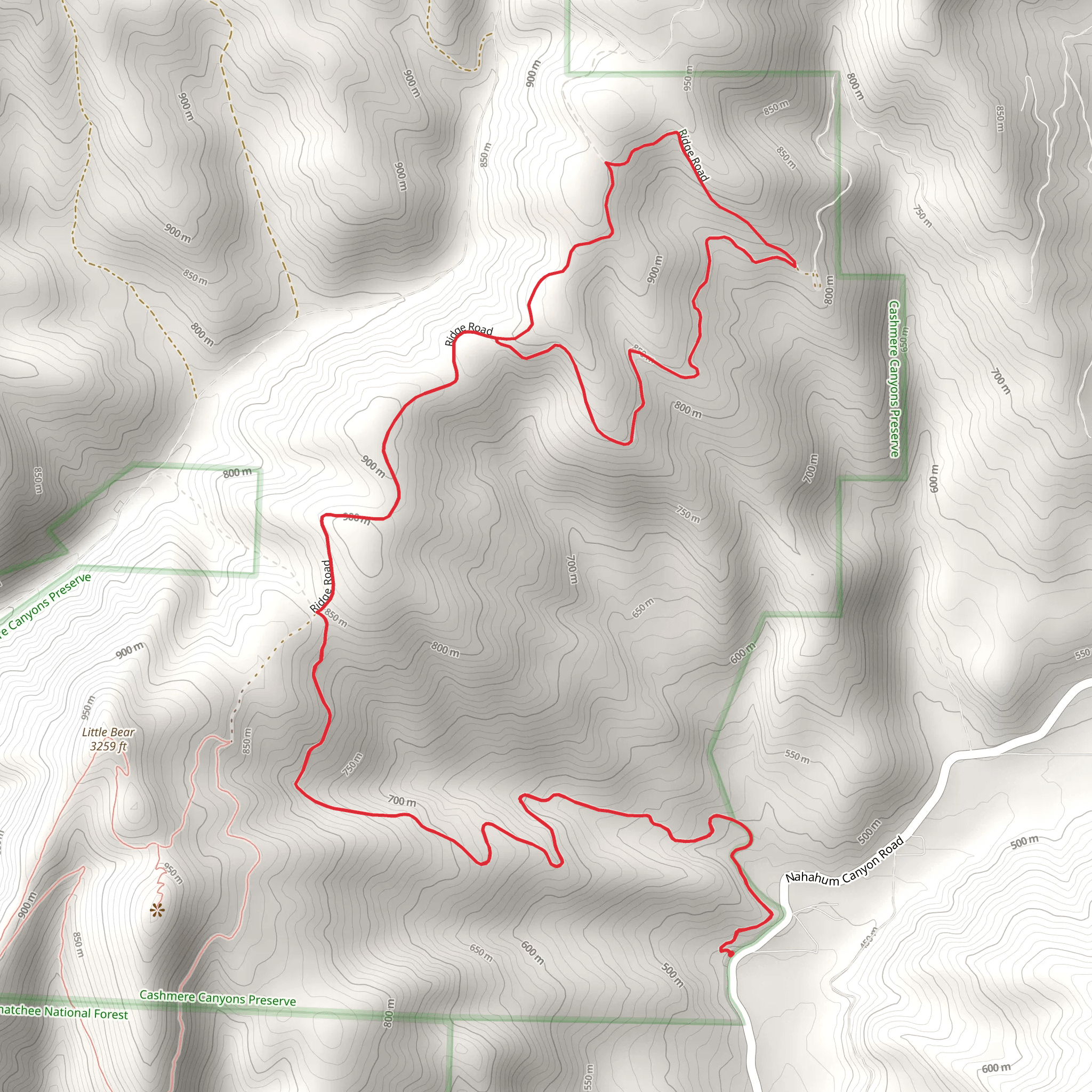 Nahahum Trail and Lower Loop Trail mobile static map