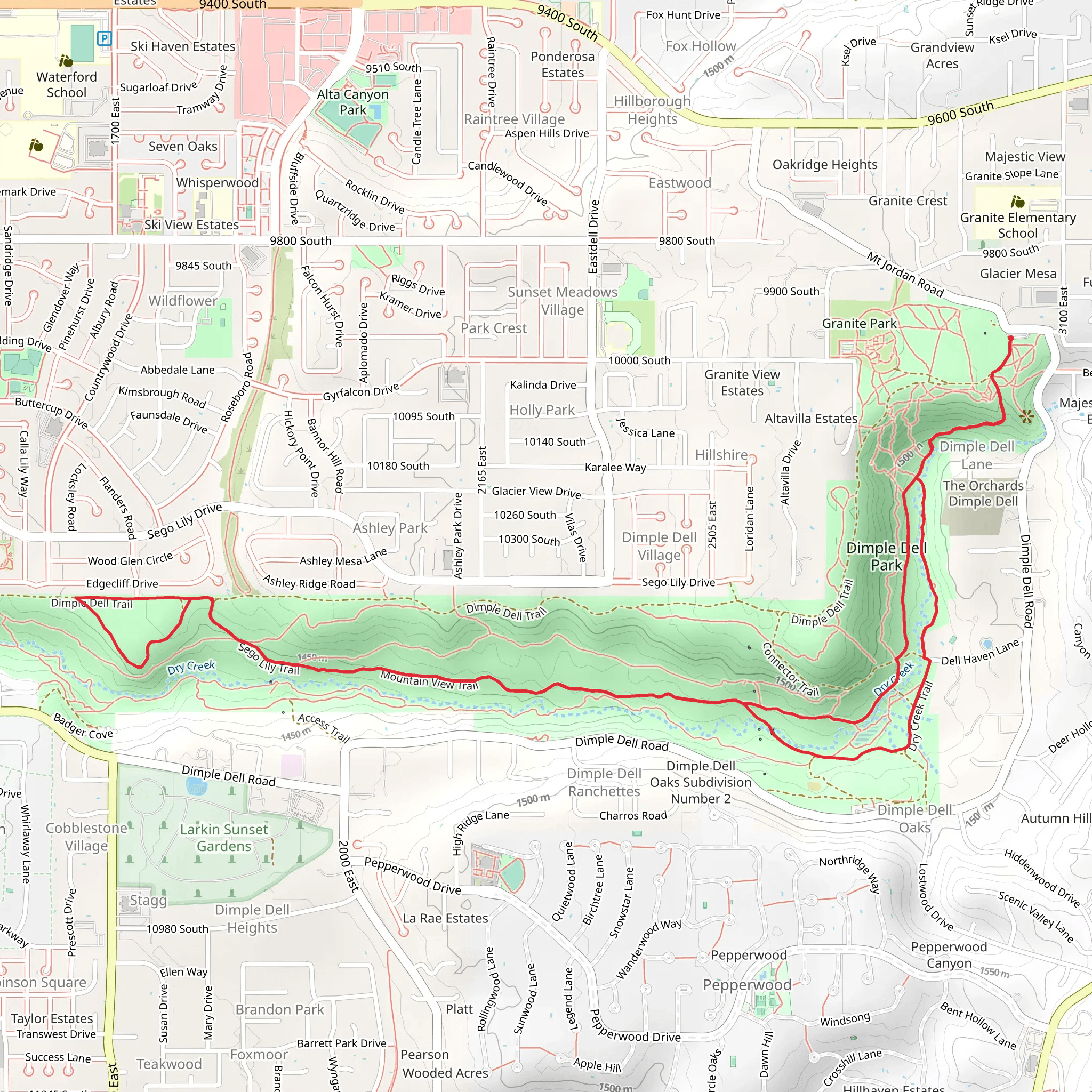 Mountain View Trail, Dry Creek Trail and Flanders Point Loop Trail mobile static map