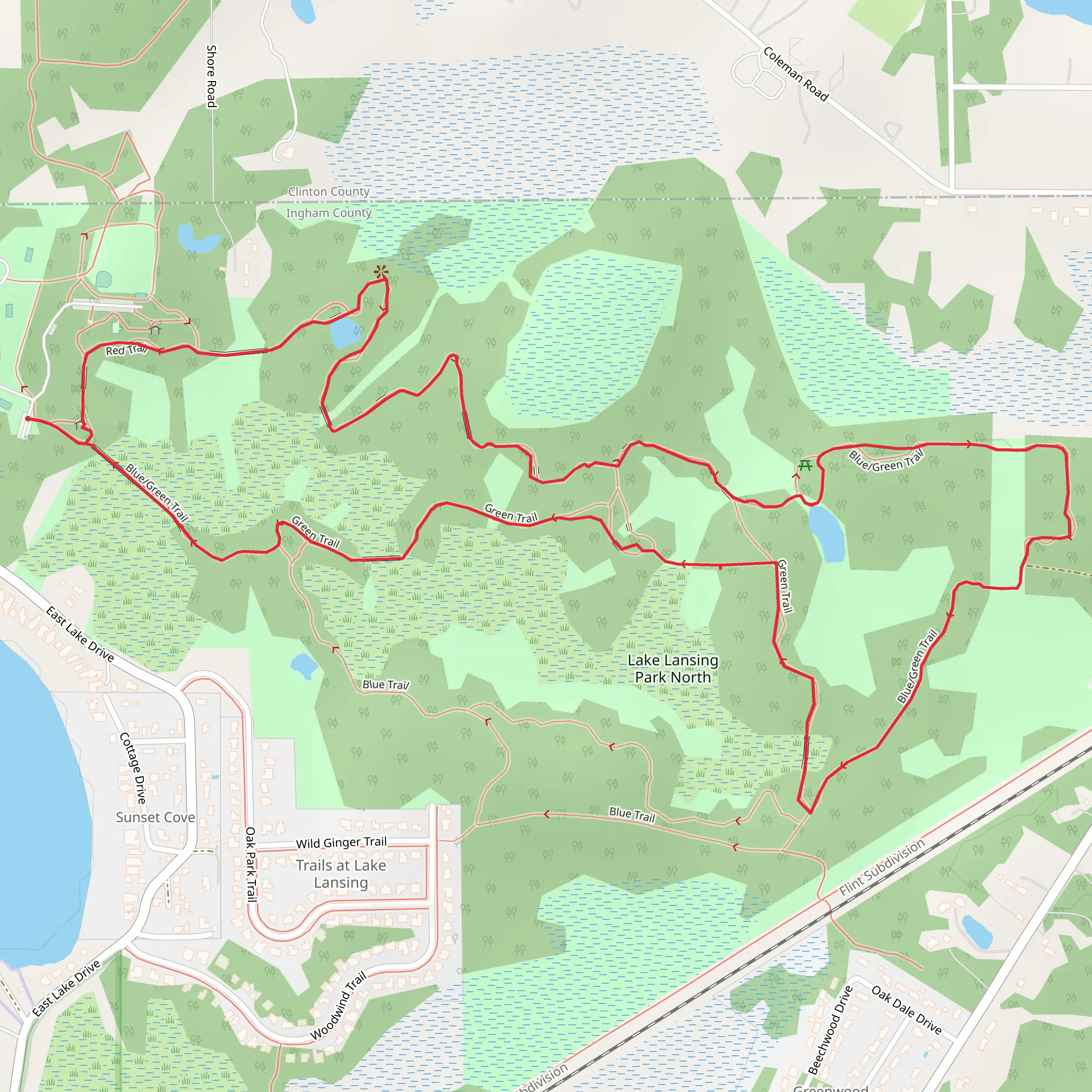 Lake Lansing Park North Loop mobile static map