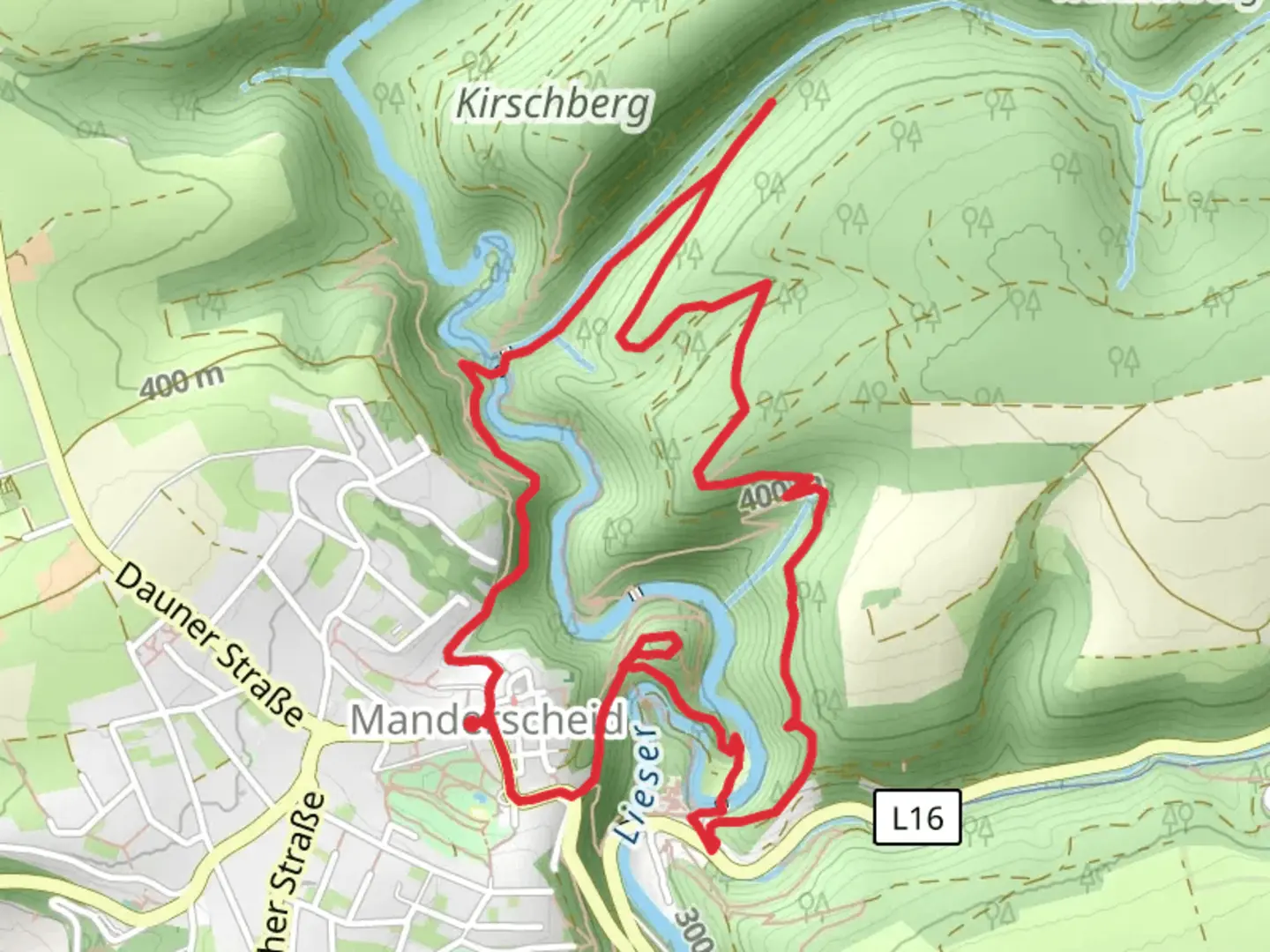 An image depicting the trail Belvedere and Oberburg via Rittersteig and its surrounding area.