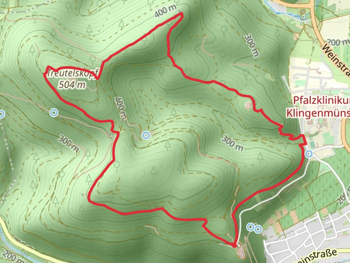 An image depicting the trail Burgenweg - Klingenmuenster and its surrounding area.