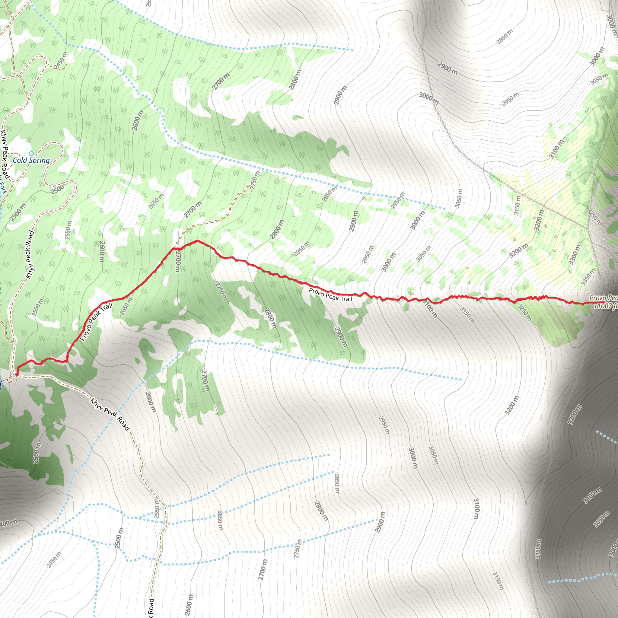 Provo Peak Trail mobile static map