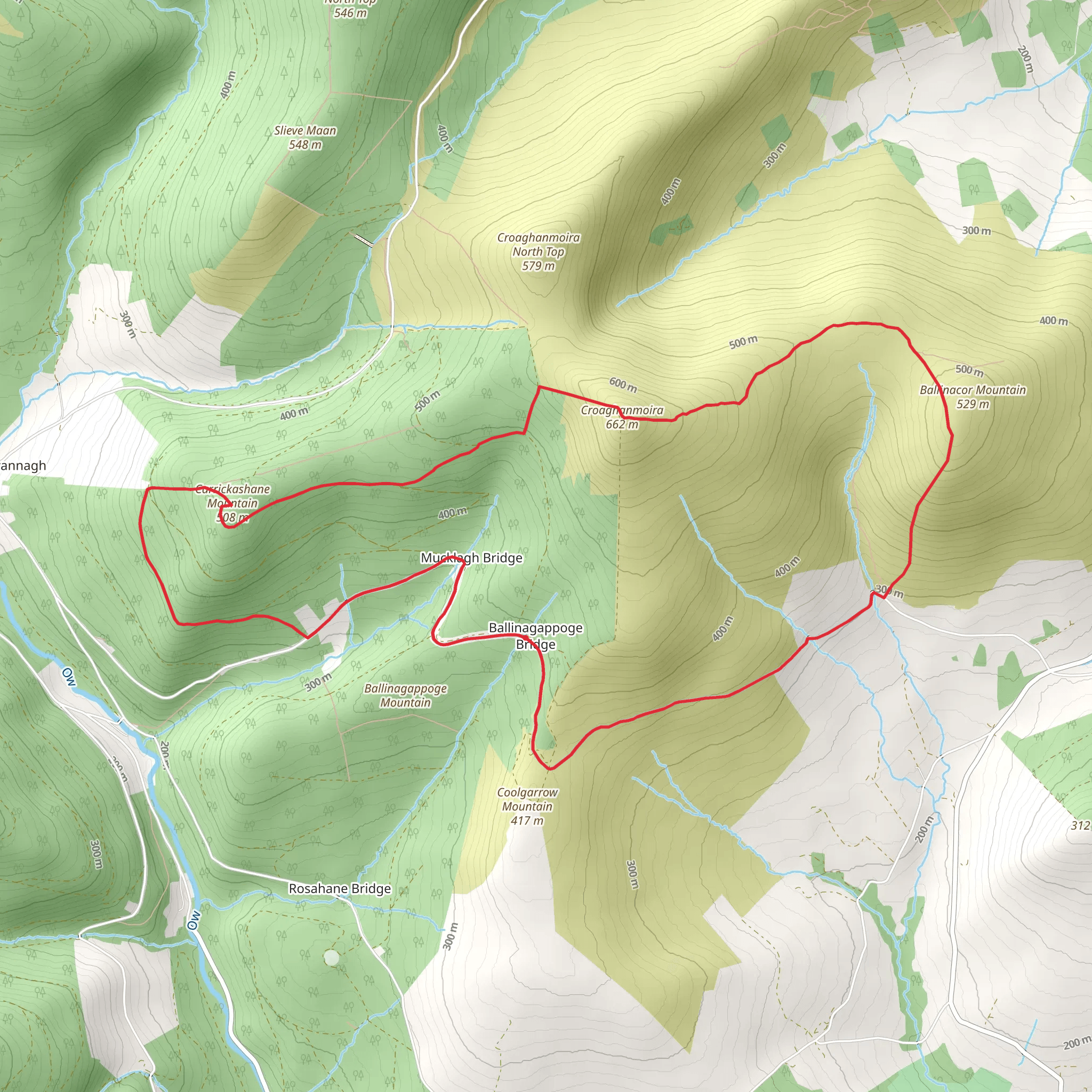 Croaghanmoira and Carrickashane Mountain Loop mobile static map