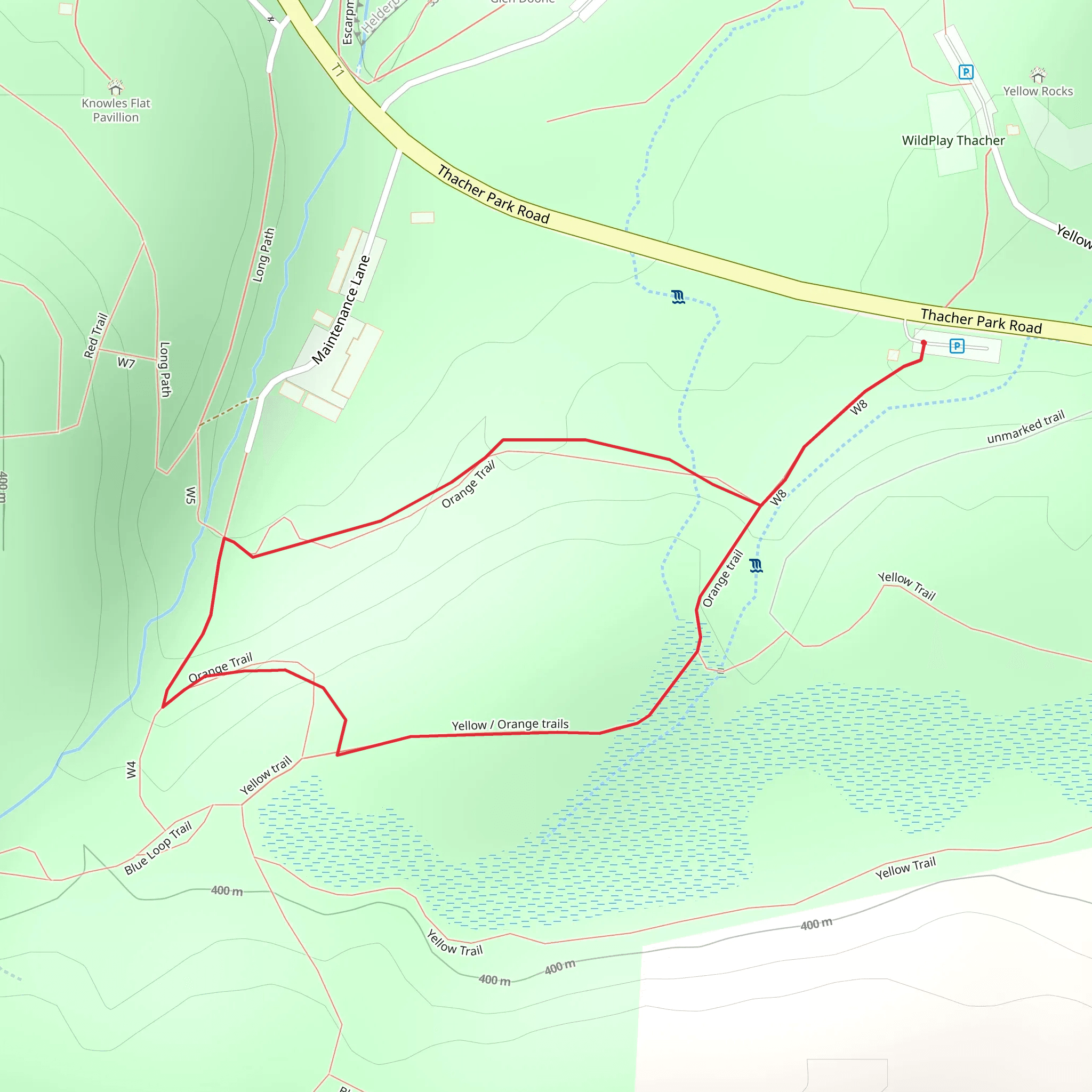 Orange Trail Loop - Thacher Park Road mobile static map