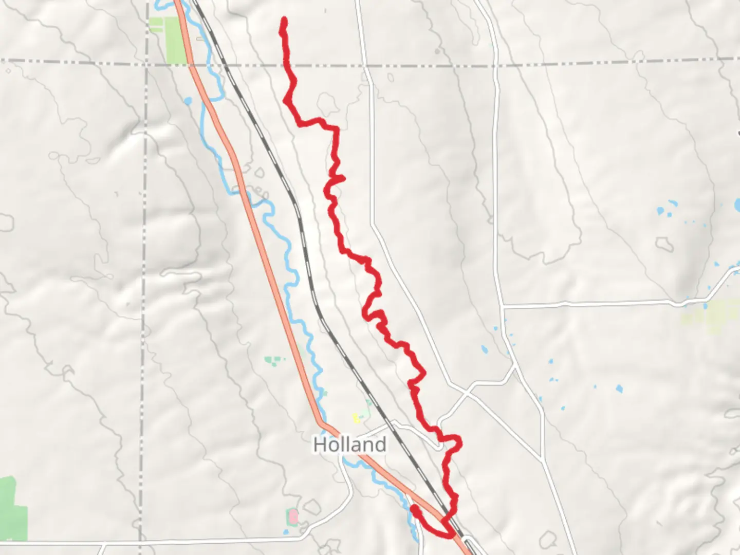 An image depicting the trail Vermont Hill in Holland and its surrounding area.
