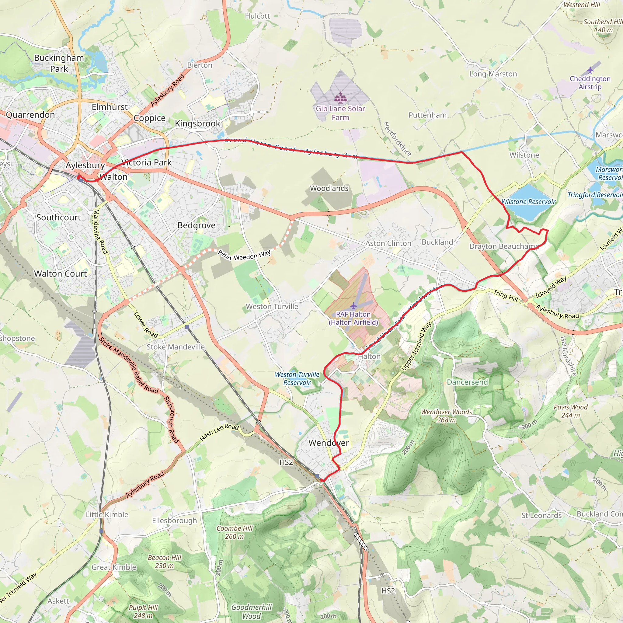 Grand Union Canal - Aylesbury to Wendover mobile static map
