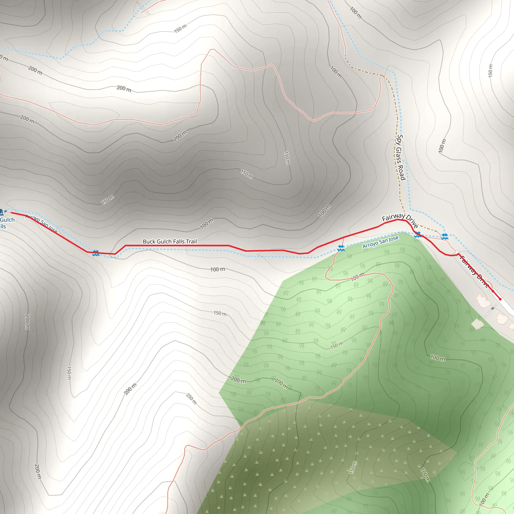 Buck Gulch Falls Trail mobile static map