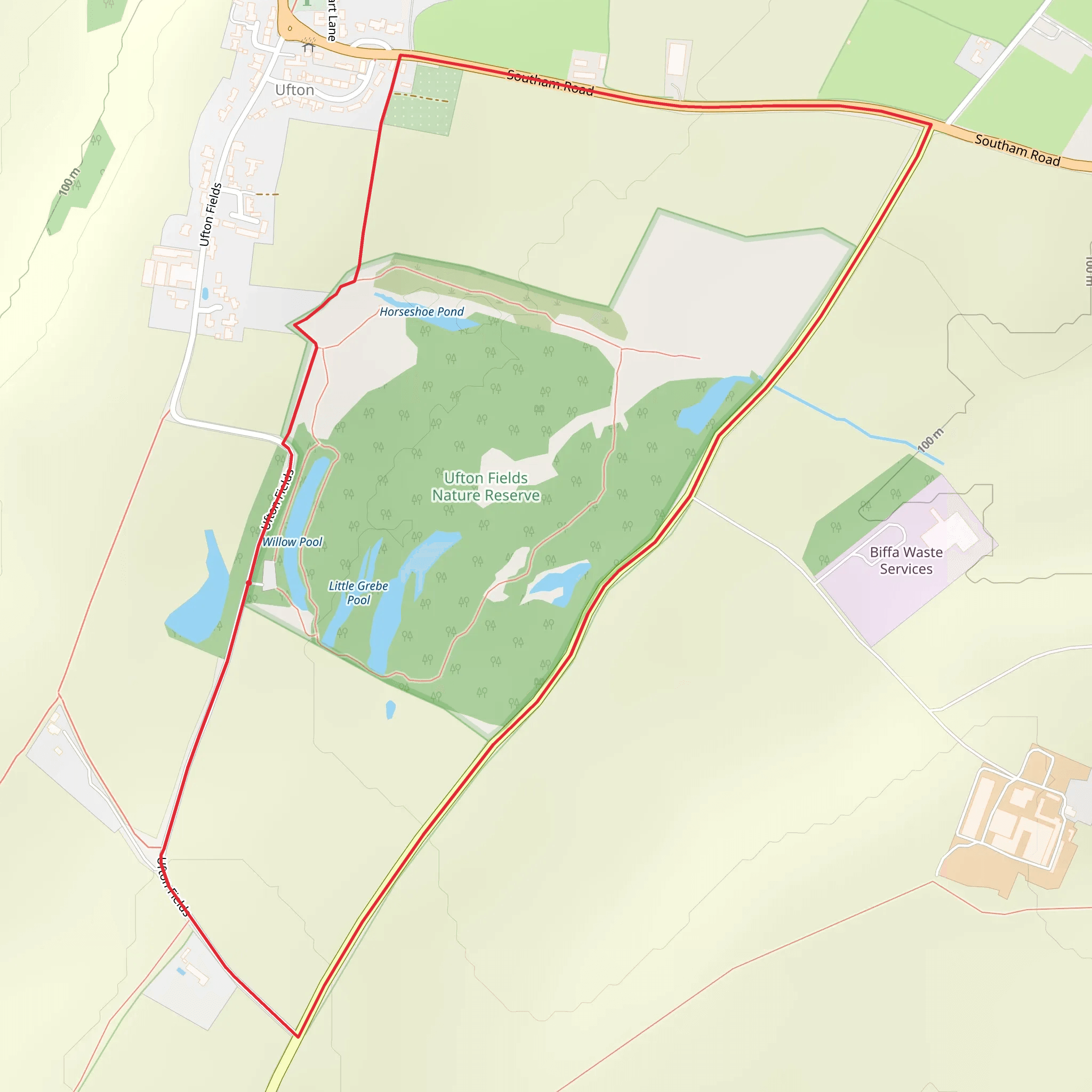 Ufton Fields Loop mobile static map