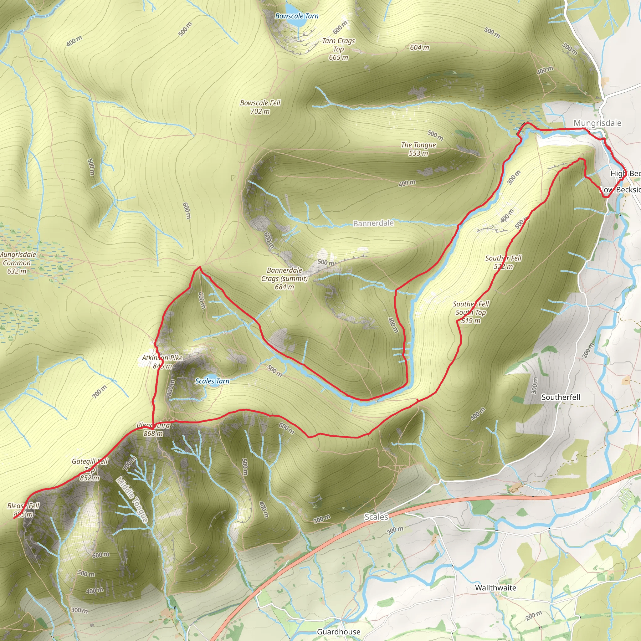 Blencathra and Souther Fell Circular mobile static map