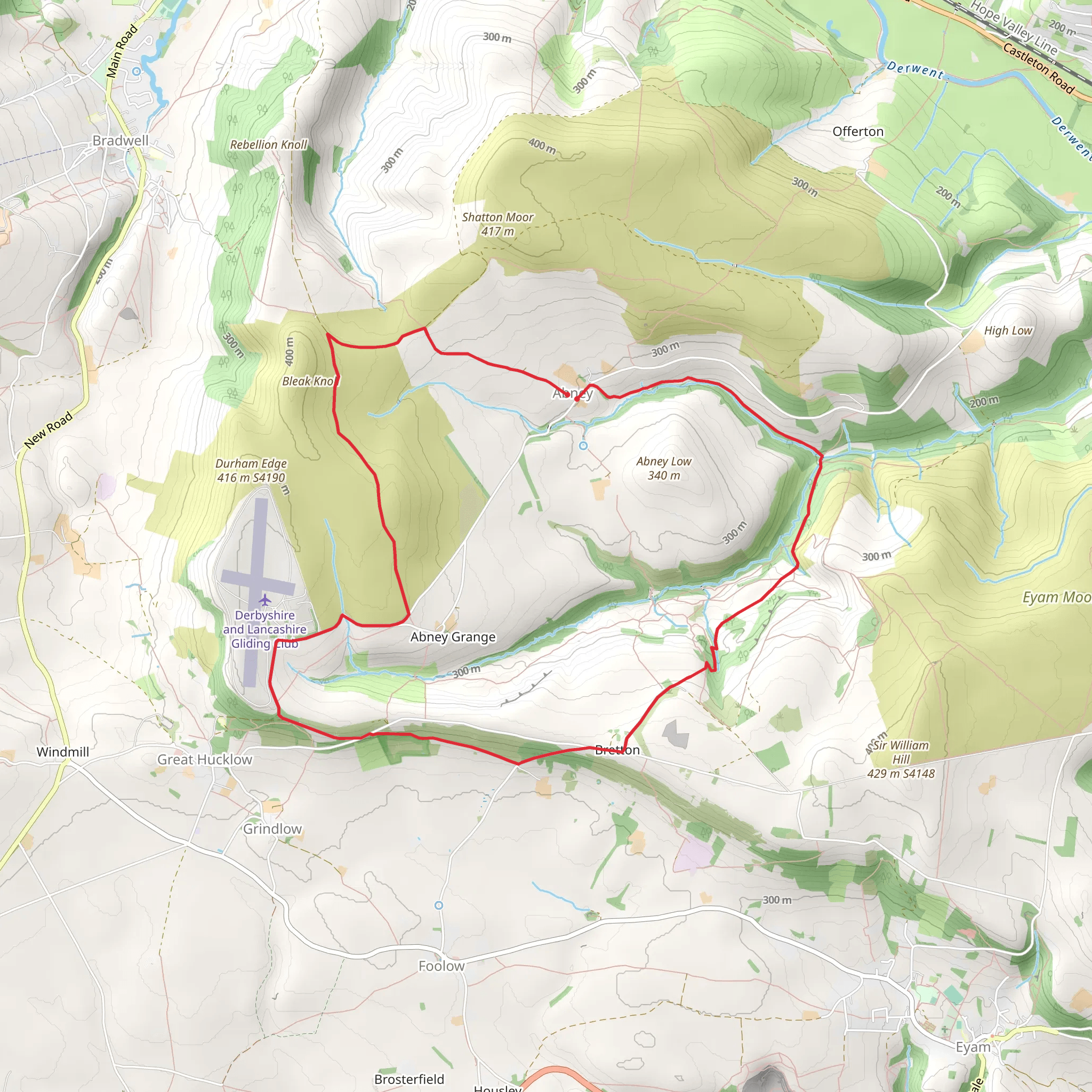 Bretton Clough and Abney Moor mobile static map
