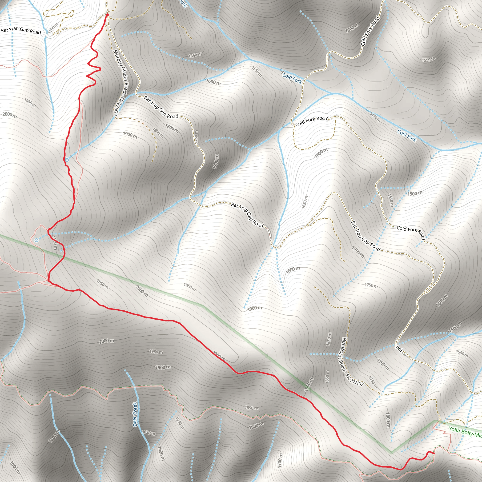 Cold Fork Ridge Trail mobile static map