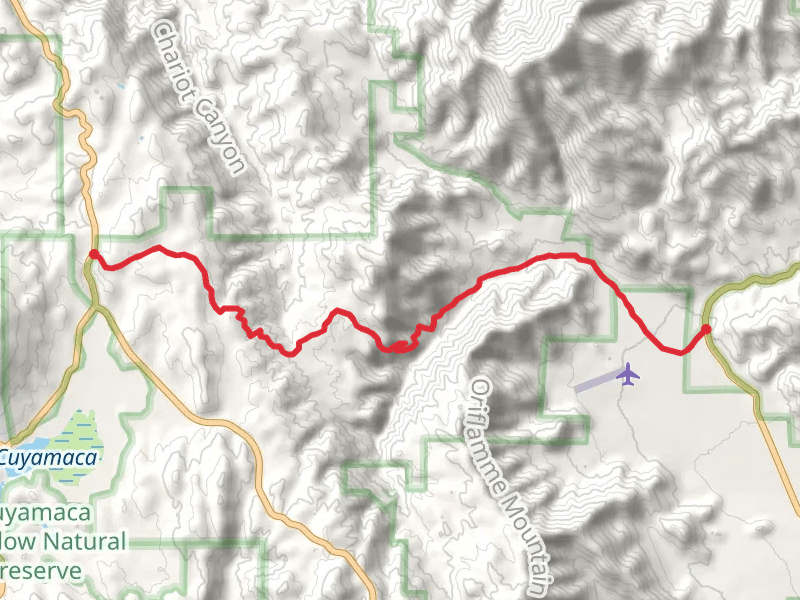 State Highway 79 to Great Southern Overland Stage Route via Oriflamme Canyon