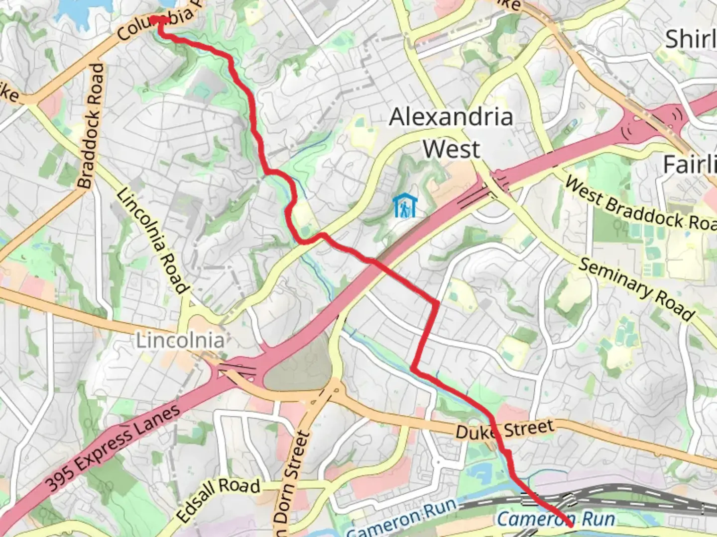 An image depicting the trail Holmes Run Trail and its surrounding area.