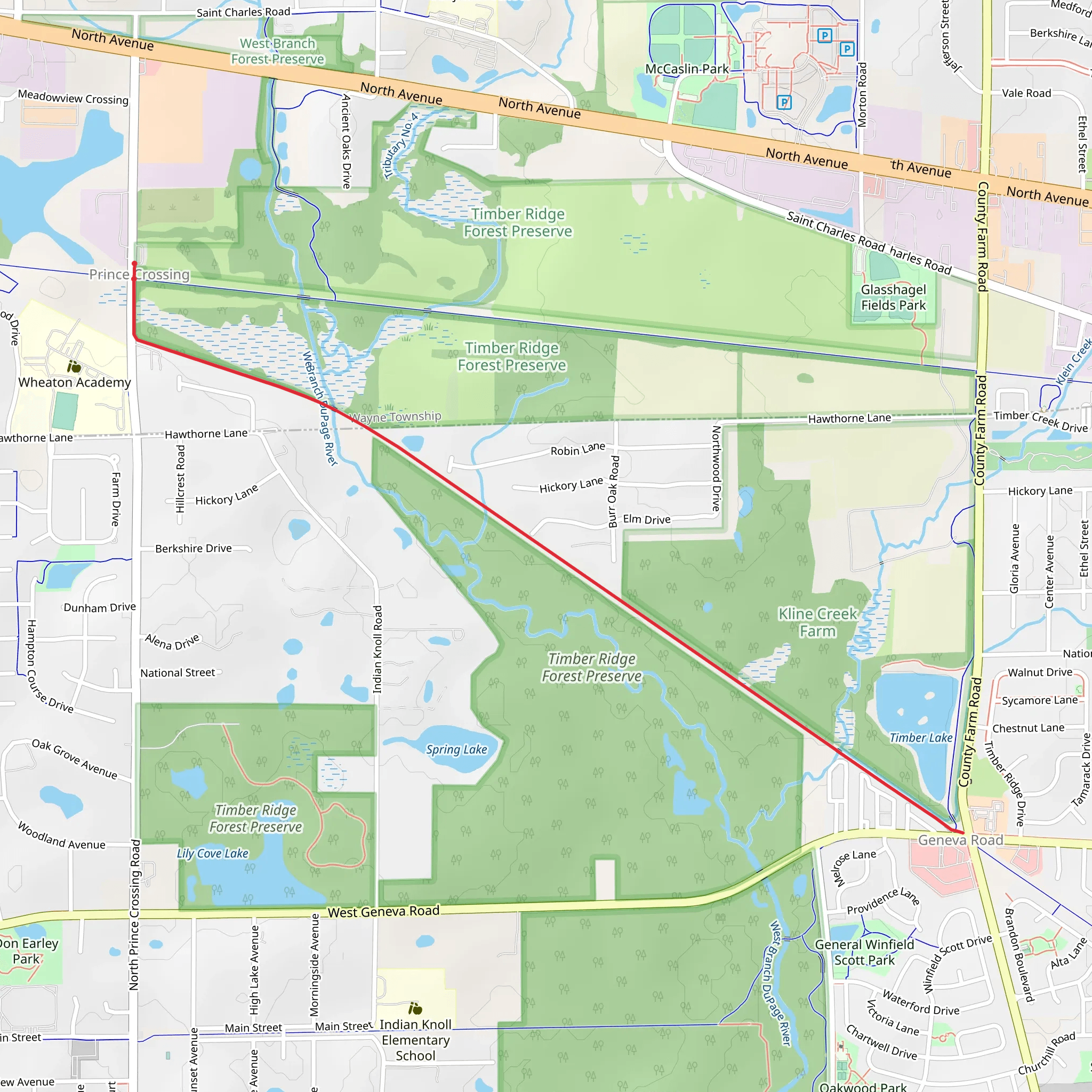 Illinois Prairie Path Elgin Branch - North Prince Crossing Road mobile static map