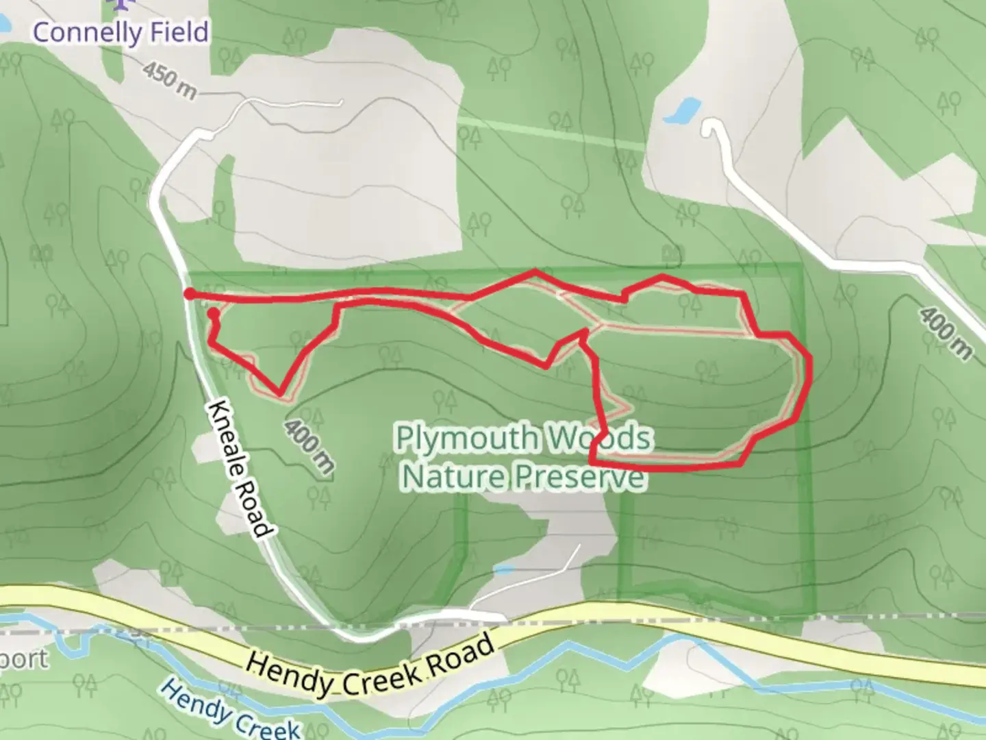 An image depicting the trail Kneale Road Loop and its surrounding area.